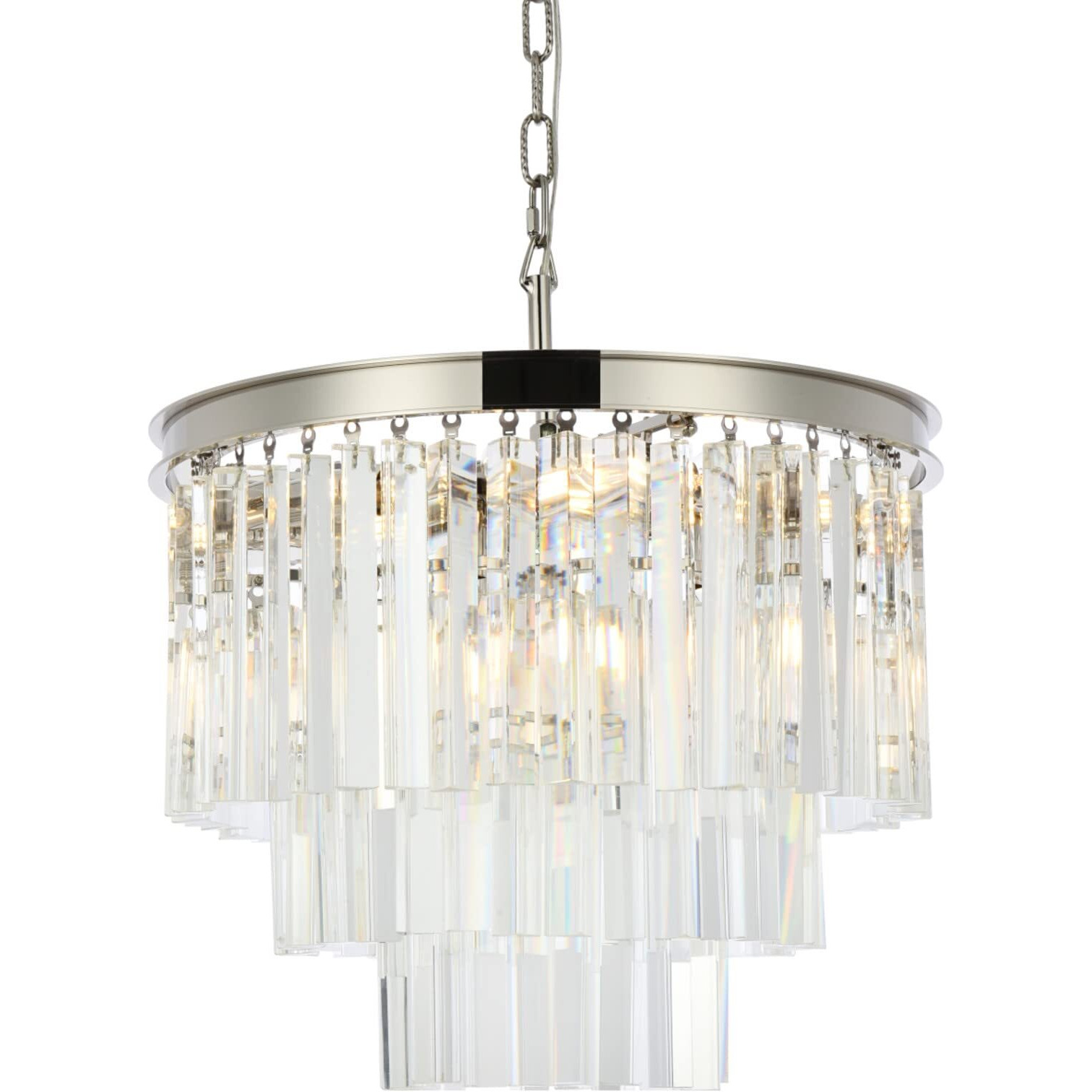 Elegant Lighting Sydney Collection 1201D20PN/RC 6-Light Pendant Lamp ith Royal Cut Crystals, Polished Nickel Finish