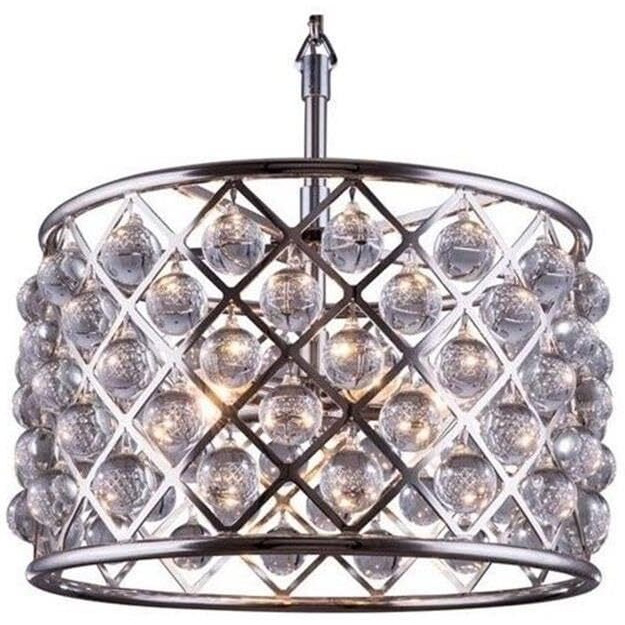 Elegant Lighting Madison Collection 1204D20PN/RC 6-Light Pendant Lamp with Royal Cut Crystals, Polished Nickel Finish