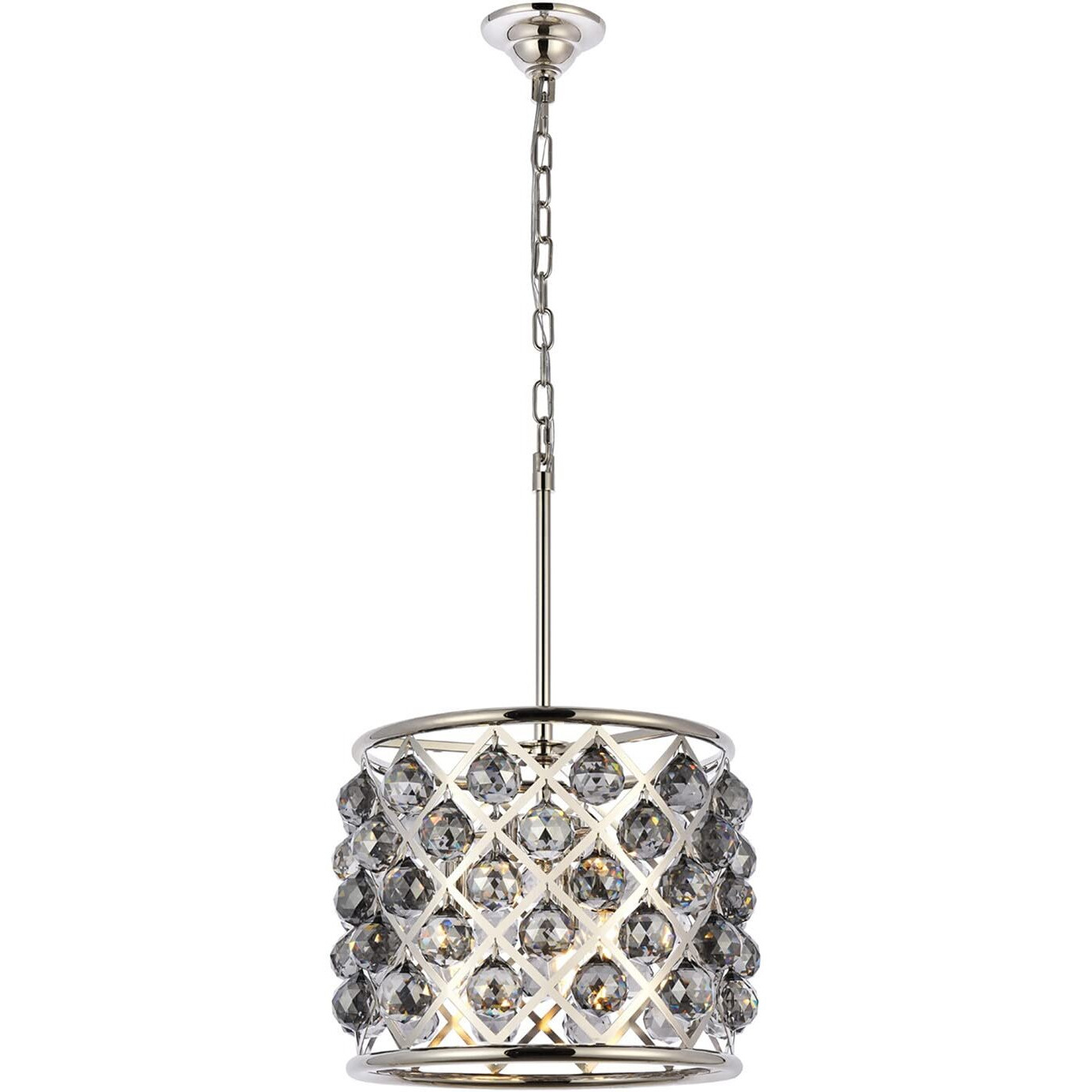 Elegant Lighting Madison Collection 4-Light Pendant Lamp with Royal Cut Silver Shade Crystals, Polished Nickel Finish