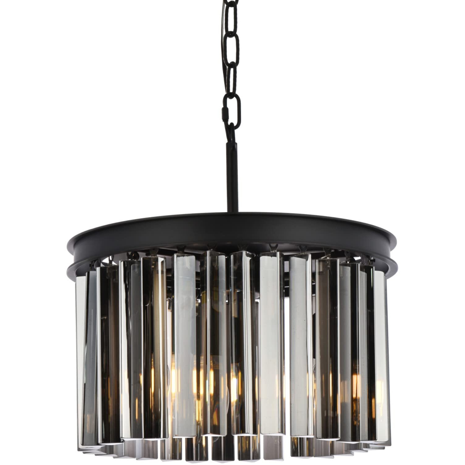 Elegant Lighting Sydney Collection 1208D16MB-SS/RC 3-Light Pendant Lamp with Royal Cut Silver Shade Crystals, Mocha Brown Finish