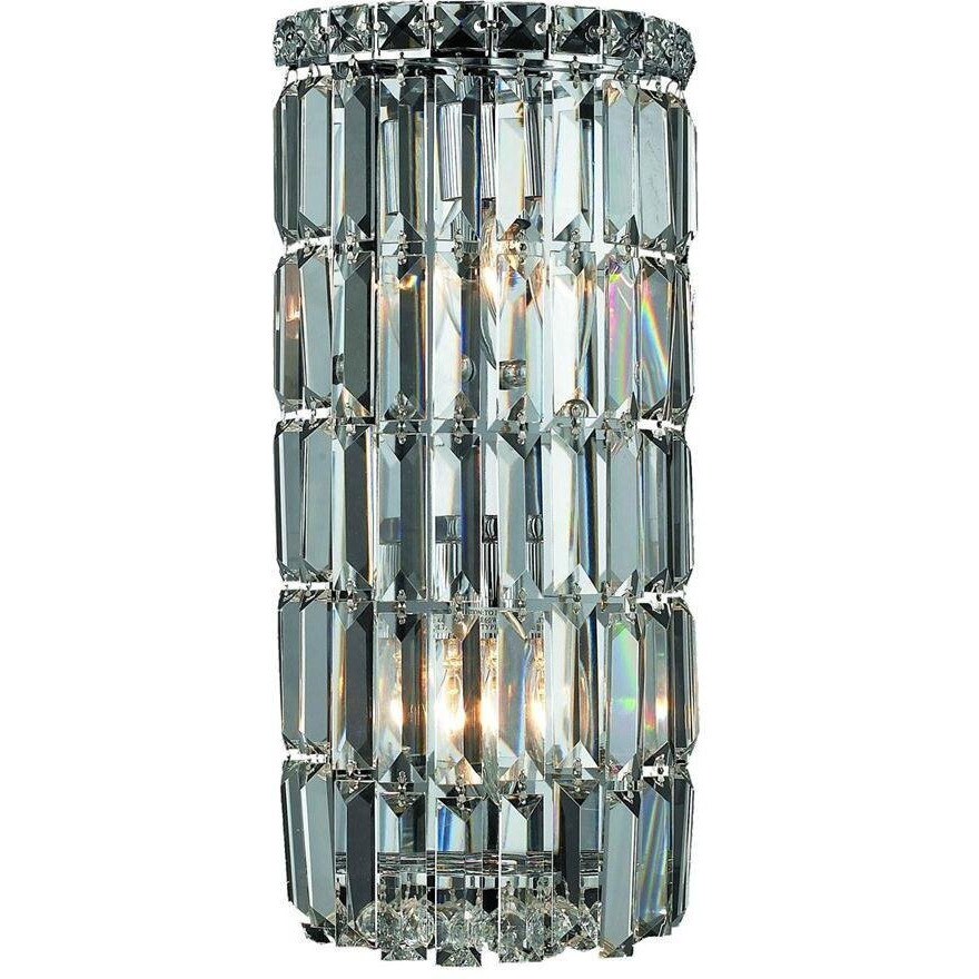 Elegant Lighting 2030W8C/RC Royal Cut Clear Crystal Maxim 2-Light Crystal Wall Sconce, Finished in Chrome ith Clear Crystals