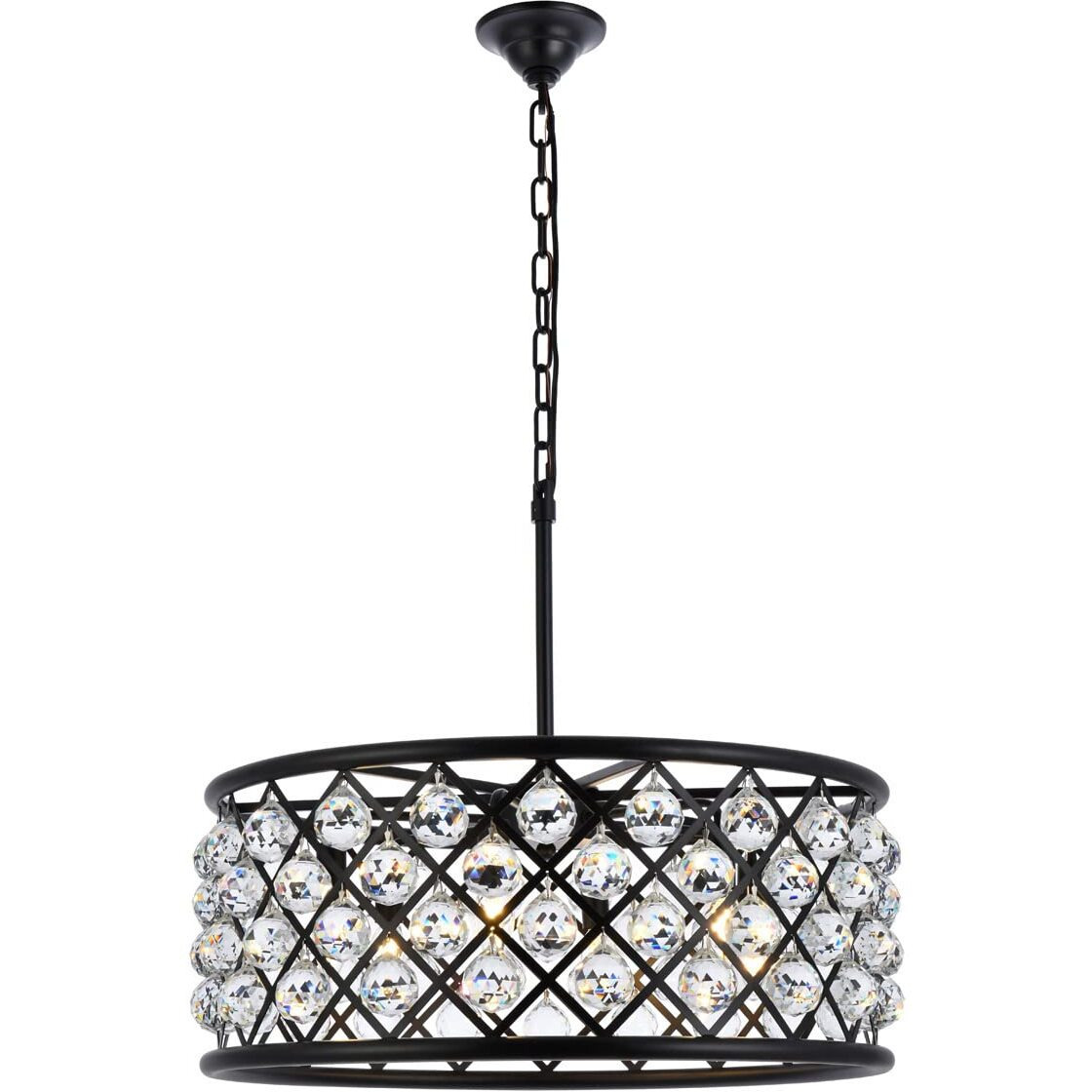 Elegant Lighting 1214D25MB/RC Madison Collection 6-Light Pendant Lamp with Royal Cut, 25  Depth x 10.5  Height, Mocha Brown Finish, Crystal