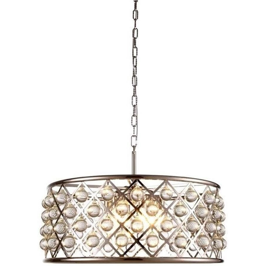 Elegant Lighting 1213D25PN/RC Madison Collection 6-Light Pendant Lamp with Royal Cut, 25  Depth x 10.5  Height, Polished Nickel Finish, Crystal