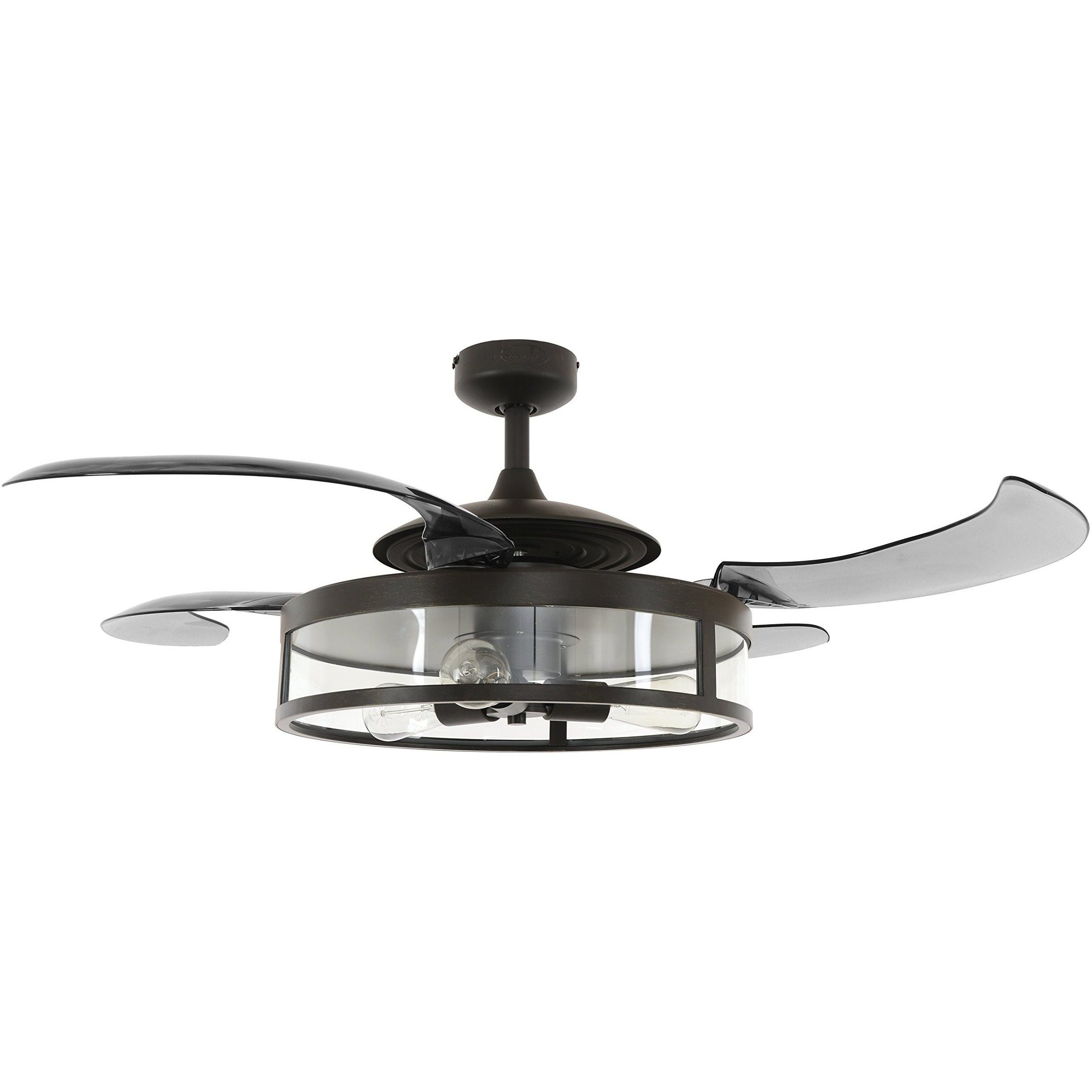 Fanaay 212927010 Classic Retractable 4-Blade 3-Light AC Ceiling Fan, 48 Inch, Antique Black and Smoke