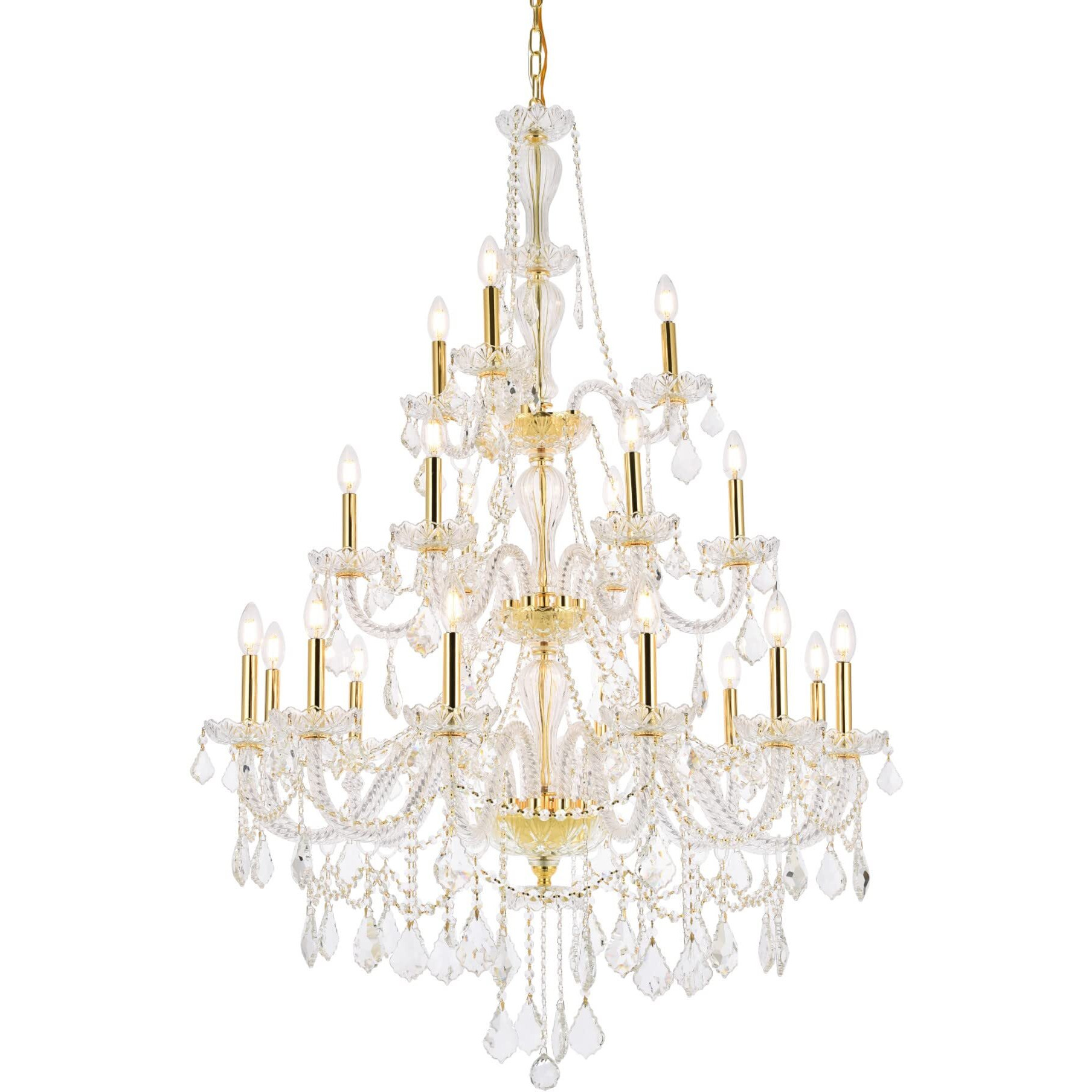 Elegant Lighting Giselle - Twenty-One Light Chandelier-Royal Cut Crystal Type-Gold Finish