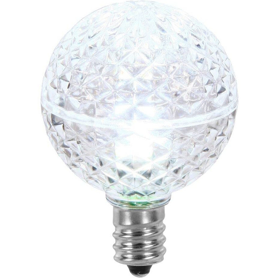 Vickerman G40 LED Cool White Bulb E12 Nickel Base.45W, Package of 25