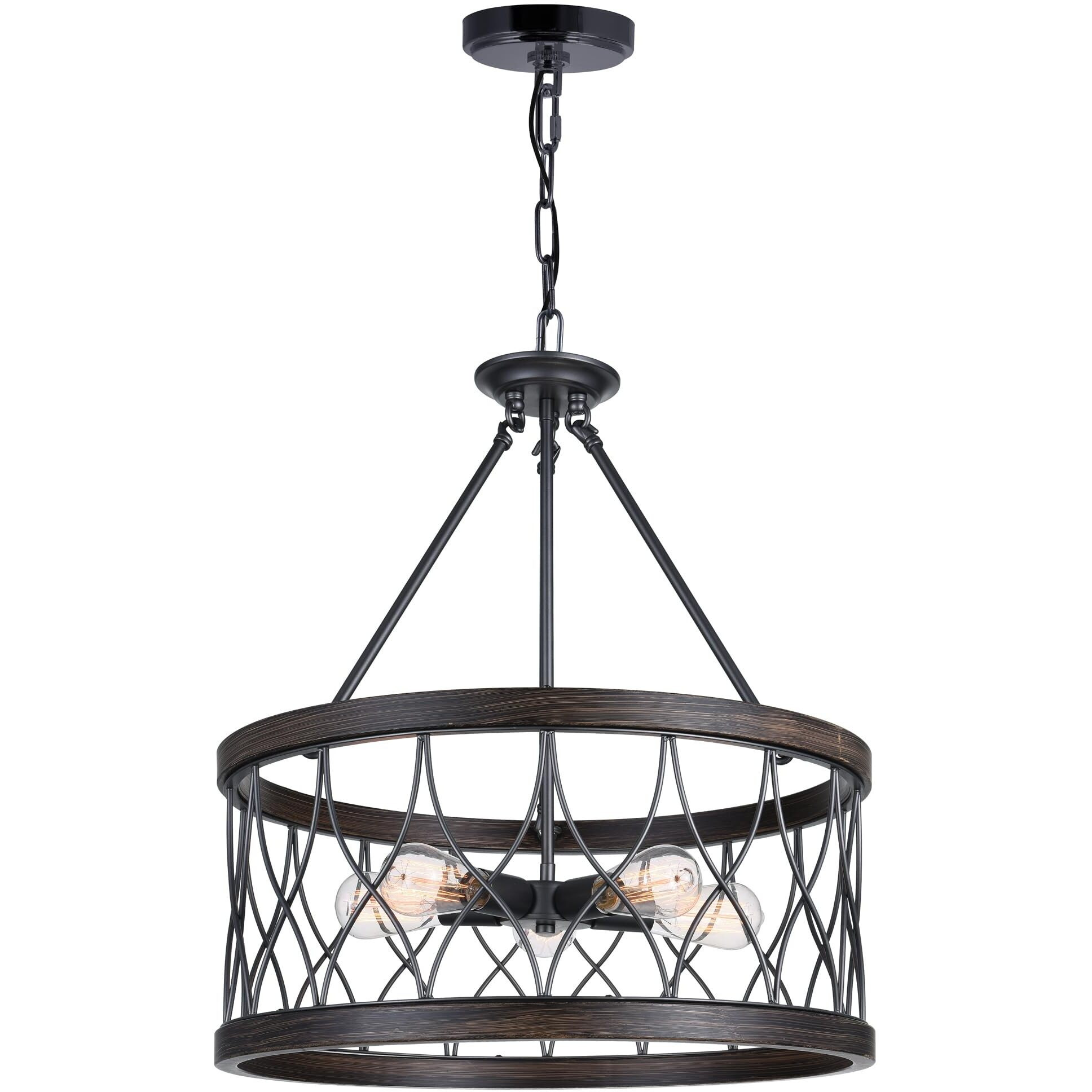 CWI Lighting Amazon 5 Light Metal Chandelier with Drum Shade in Gun Metal Black