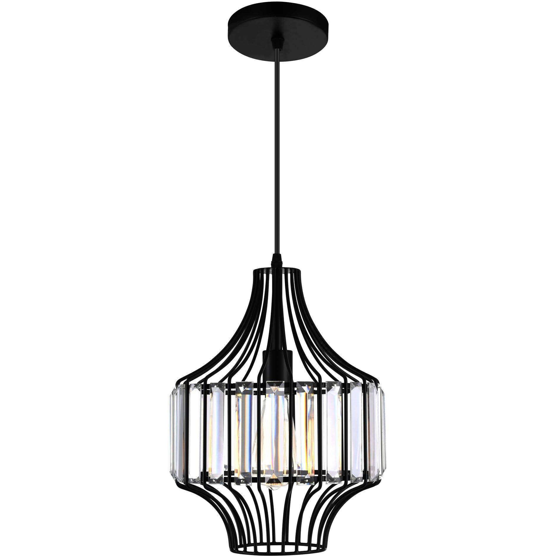 CWI Lighting Alethia 1 Light Down Contemporary Metal Pendant in Black