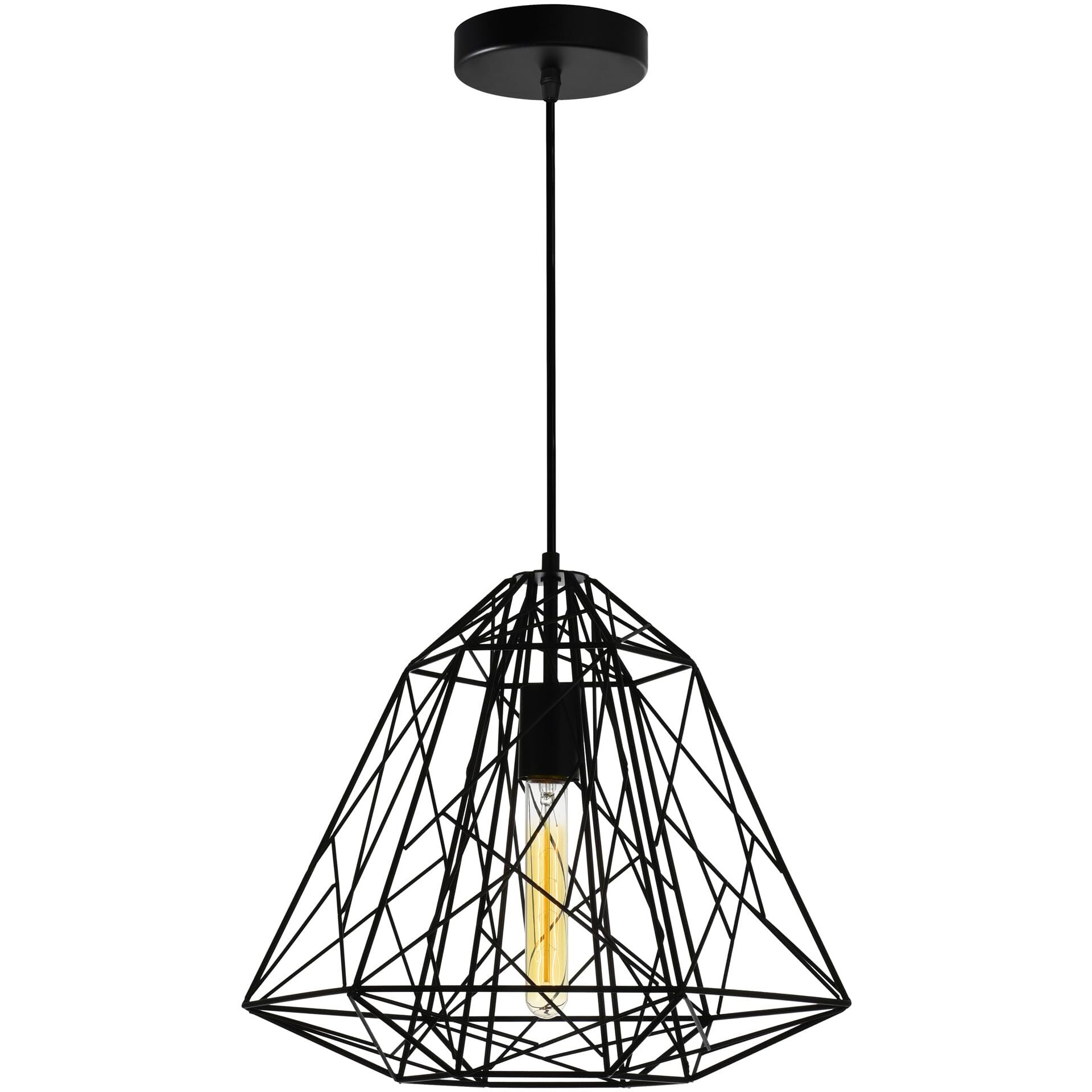 CWI Lighting Bagheera 1 Light Down Contemporary Metal Pendant in Black