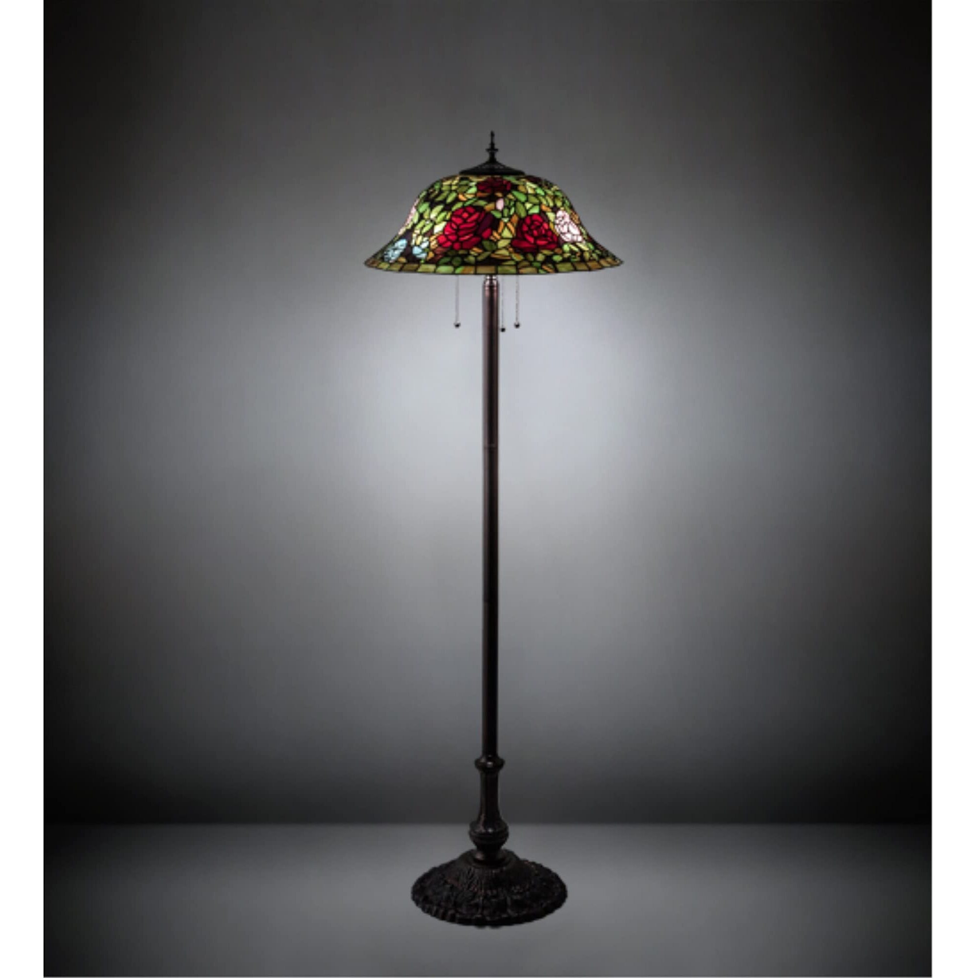 Meyda Tiffany 216879 Three Light Floor Lamp from Rosebush Collection in Mahogany Bronze Finish, 20.00 inches