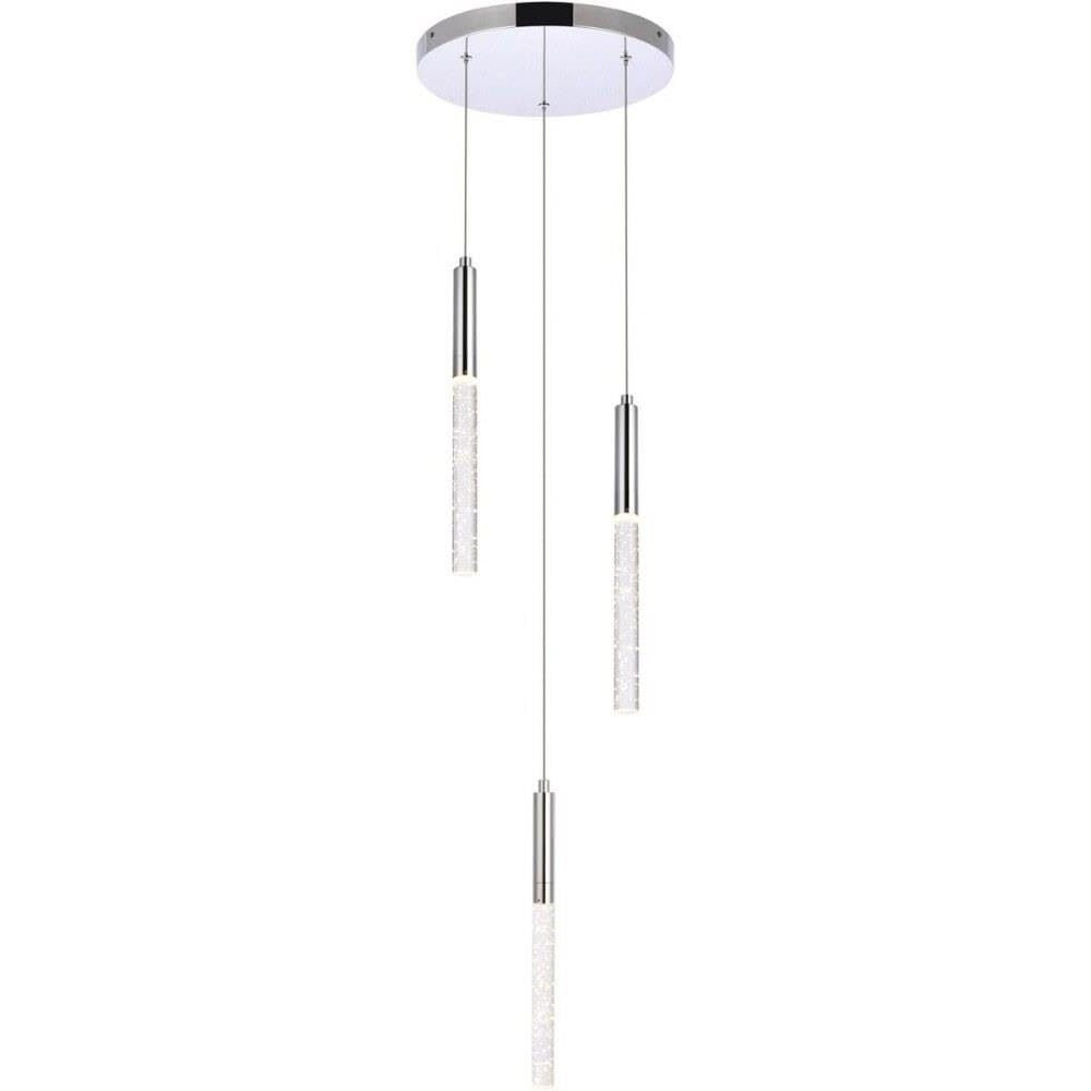 Elegant Lighting Luxurious Ruelle 3 Lights Pendant for Living Room, Kitchen, Bedroom & Hallay, Chrome