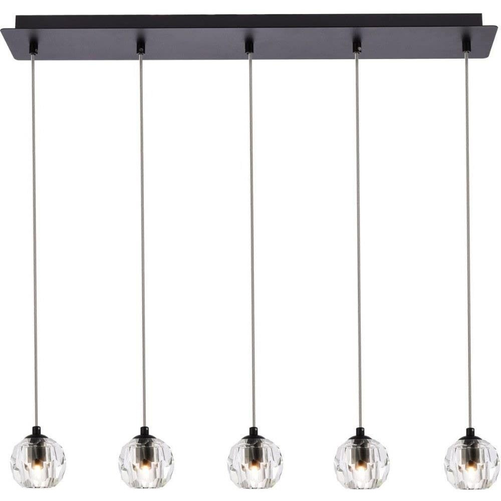 Elegant Lighting Luxurious Eren Adjustable Hanging 5 Lights Pendant for Living Room, Kitchen, Bedroom & Hallay, Black