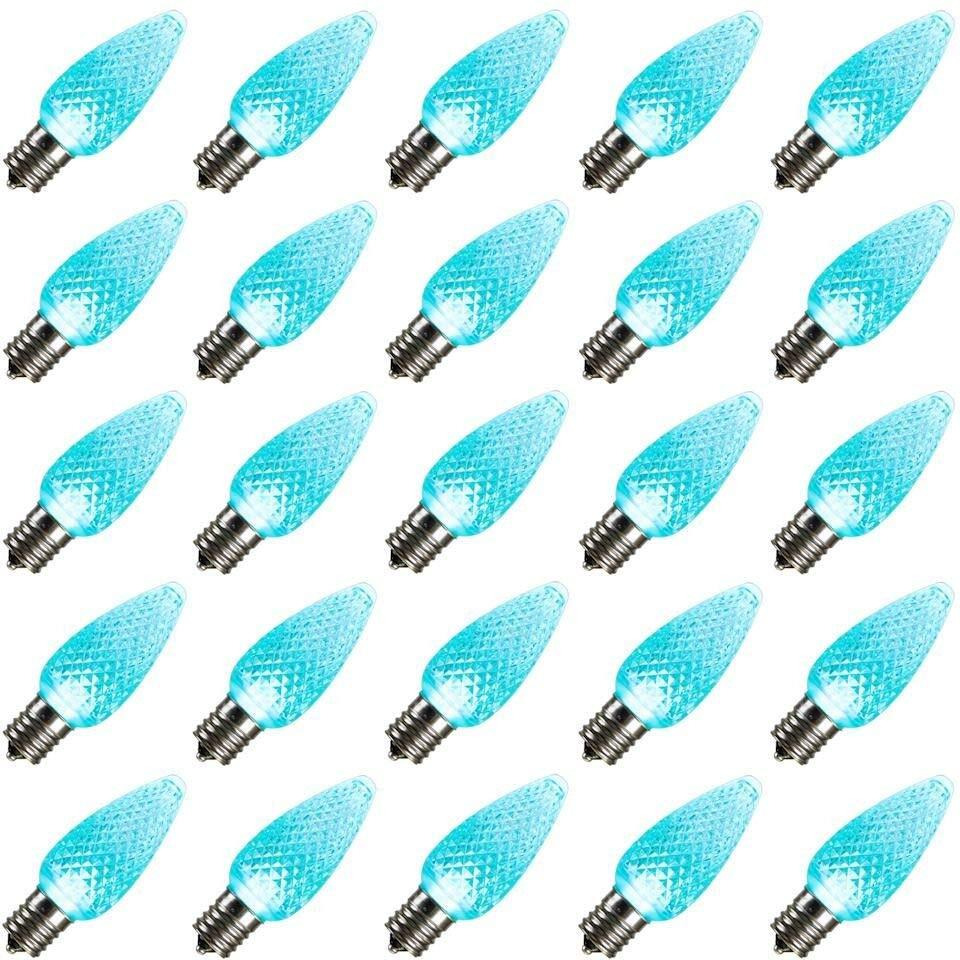 Vickerman 647189 - C9 Teal Faceted LED (25 Pack) Christmas Light Bulbs (XLEDC9LT-25)