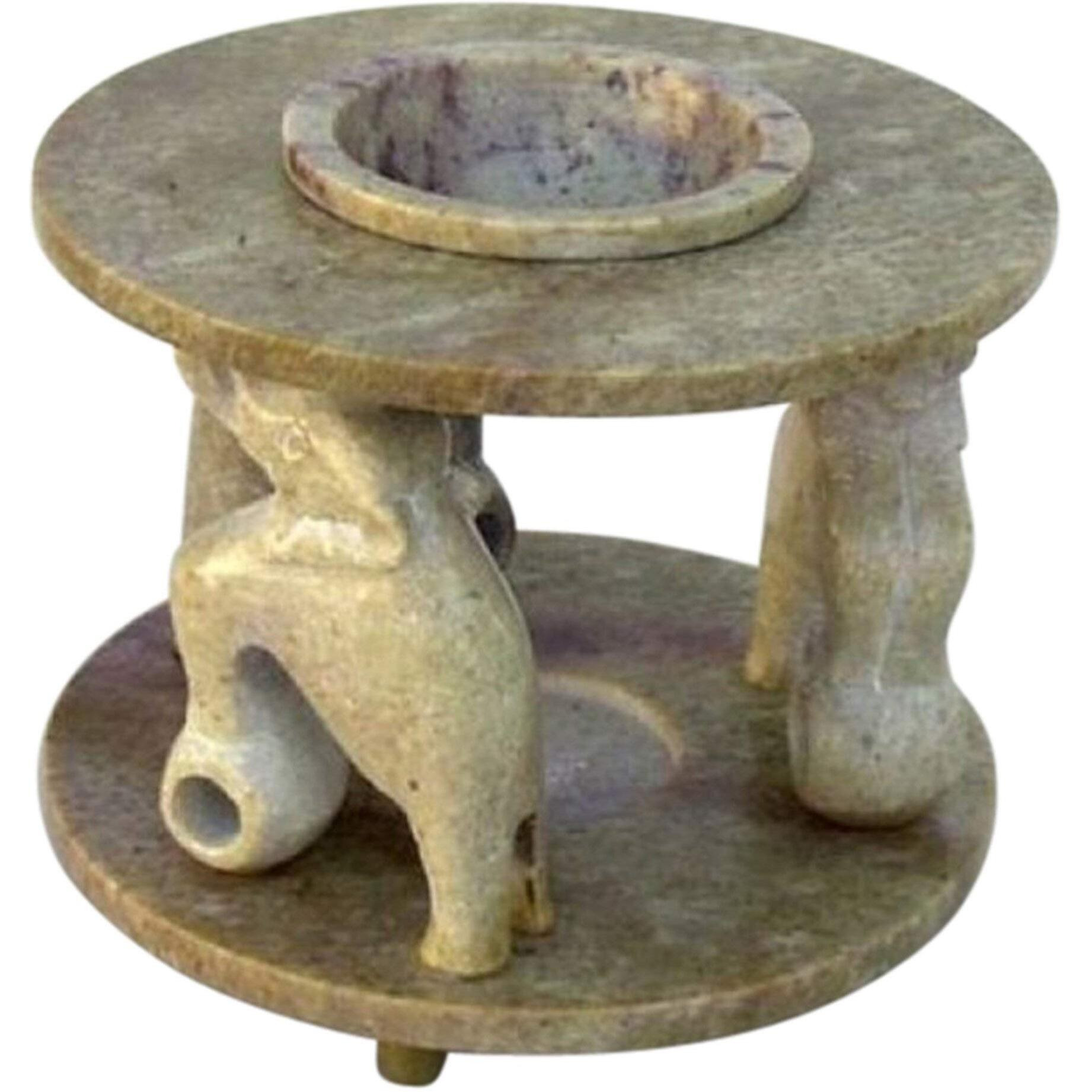 INDIA OVERSEAS TRADING CORP Soapstone Oil Burner, 3 Circus Elephants, 5