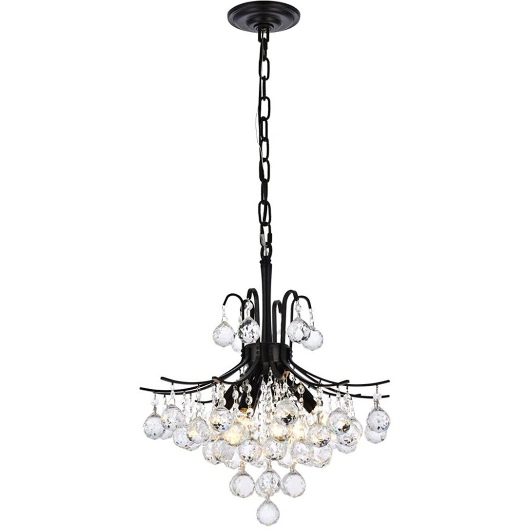 Elegant Lighting Toureg 16  Metal and Crystal Pendant in Black