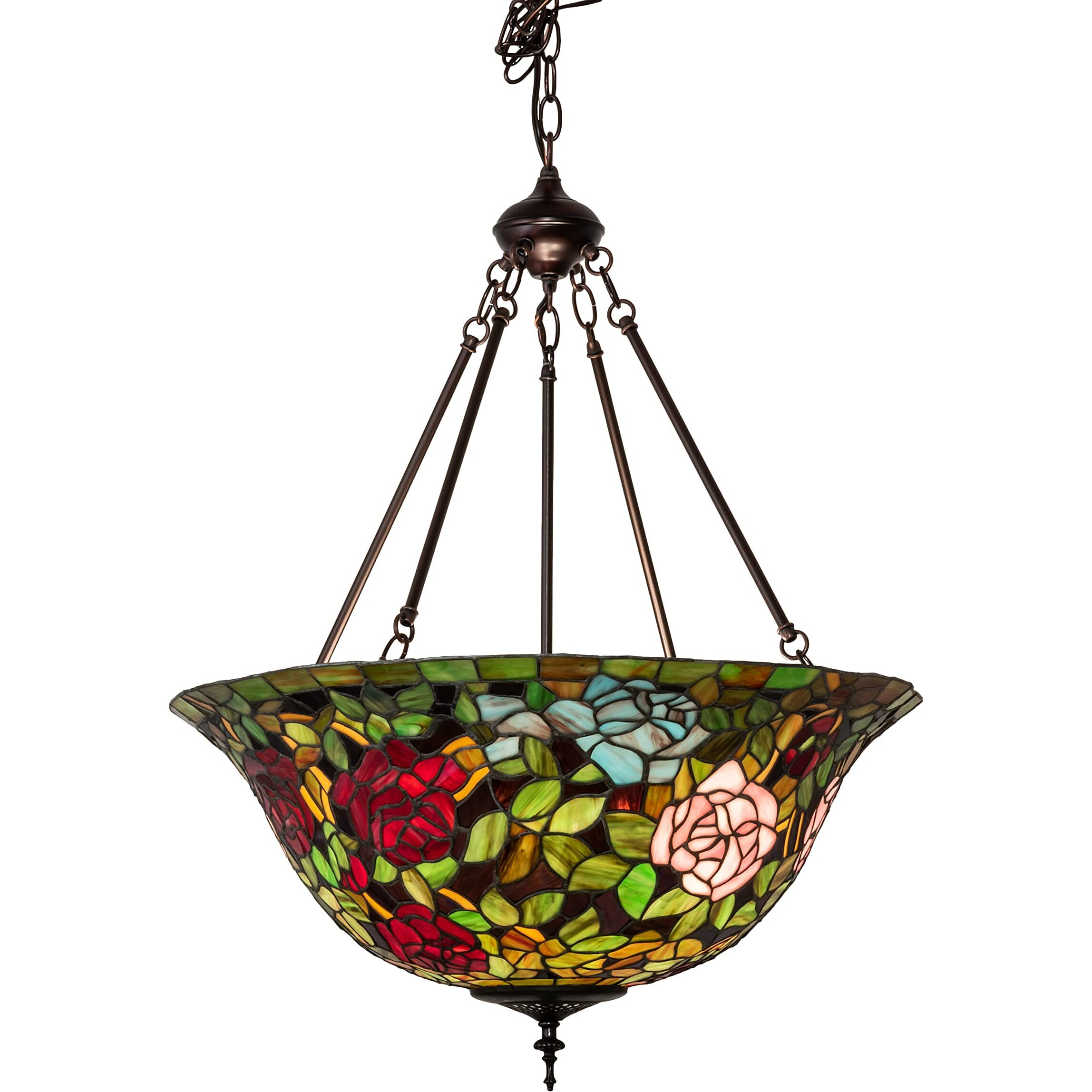 Meyda Lighting 24  Wide Tiffany Rosebush Inverted Pendant