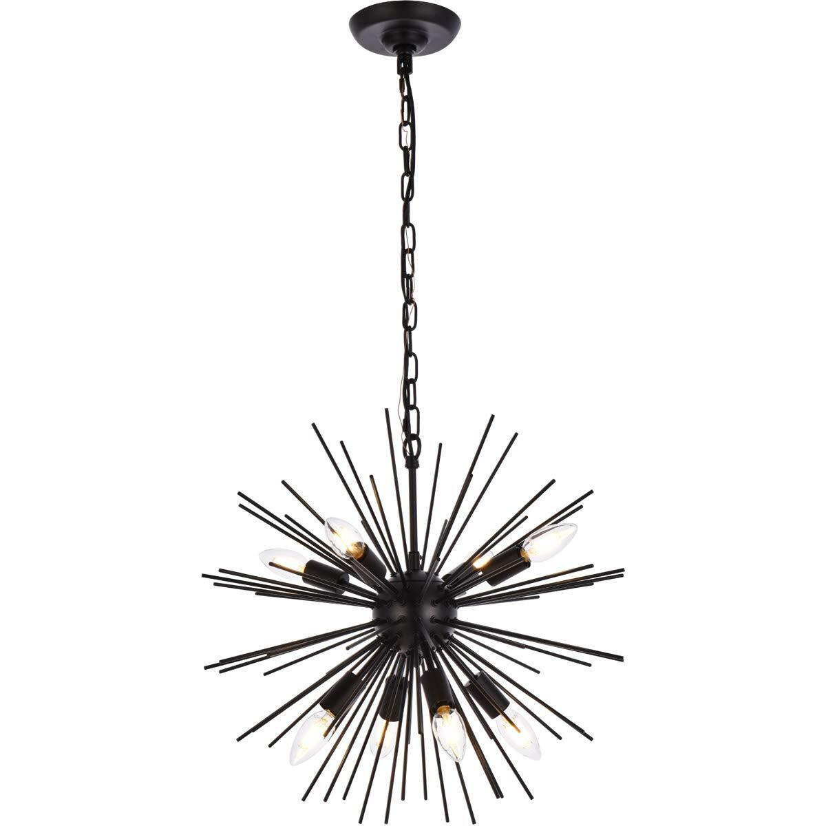 Living District Timber 8-Light Contemporary Metal Pendant in Black