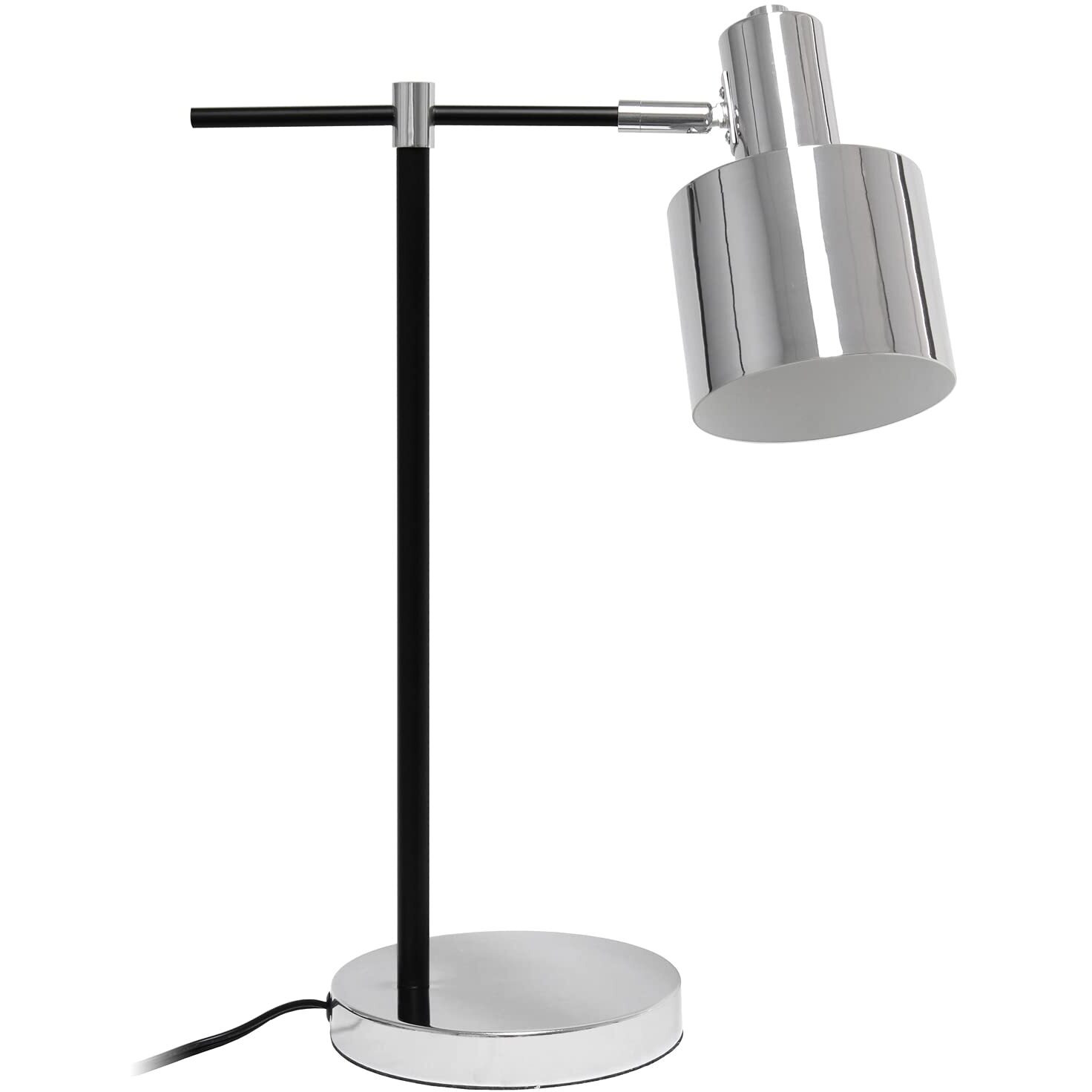 Lalia Home Mid Century Modern Industrial Metal Table Lamp ith On/Off Rocker Sitch - Chrome