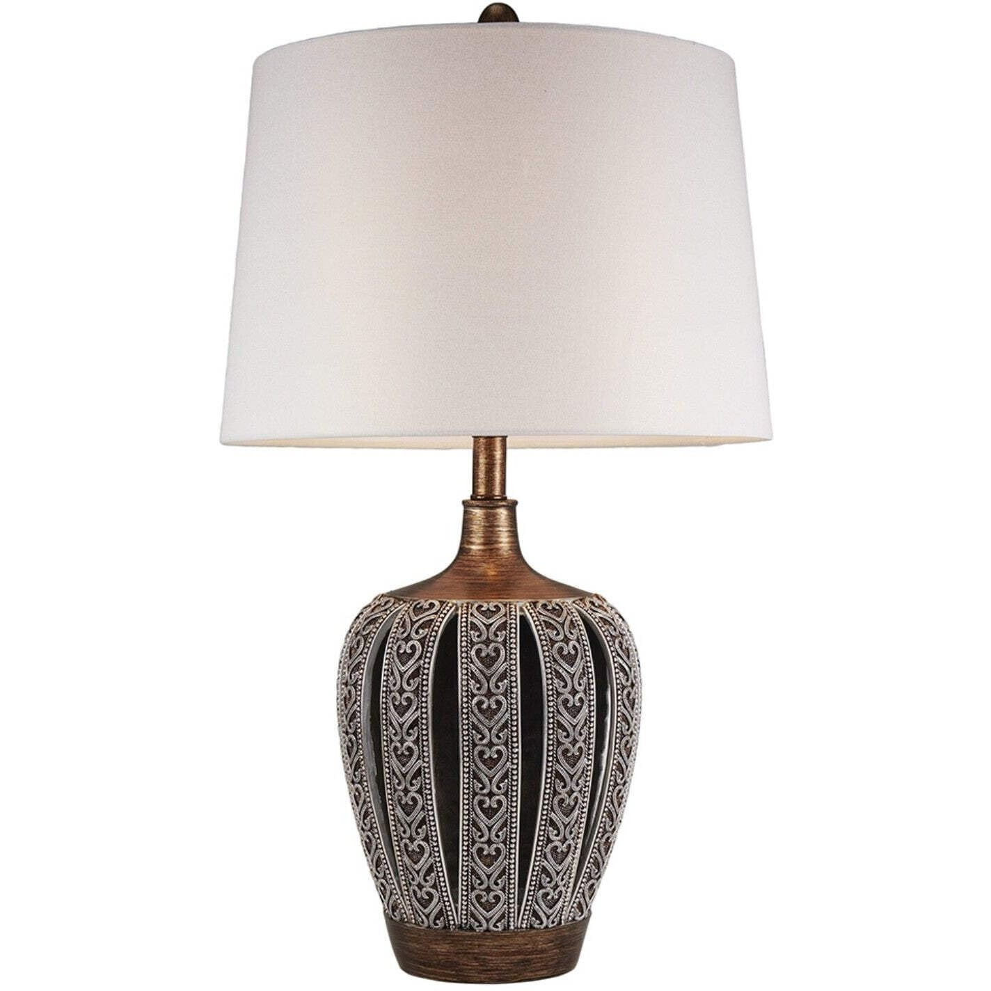 Primo Tall Brown Table Lamp with White Lamp Shade