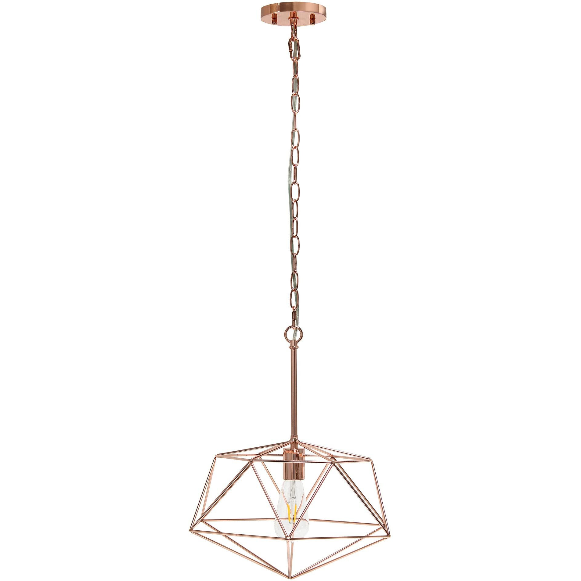 Lalia Home Modern Indoor Home/Office Bright 1 Light 16  Modern Metal Wire Paragon Hanging Ceiling Pendant Fixture - Rose Gold