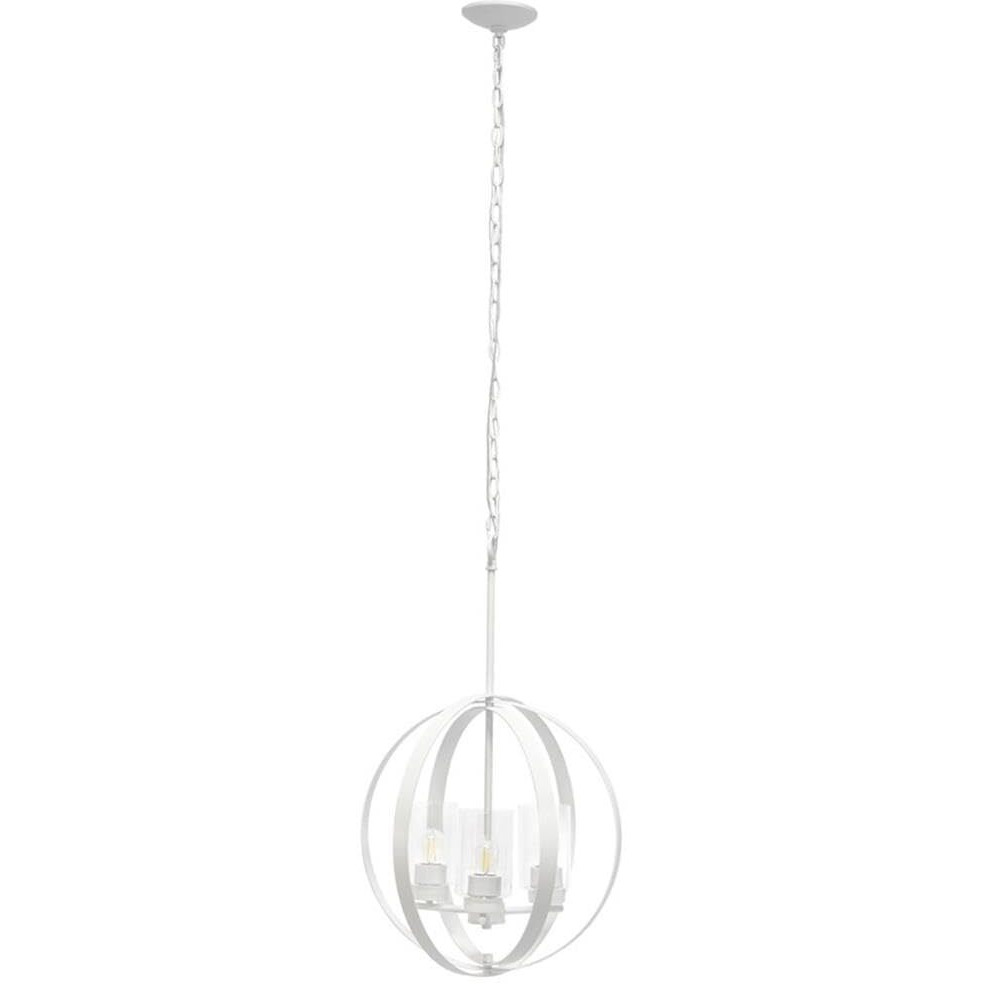 Lalia Home 3-Light 18  Adjustable Industrial Globe Hanging Metal and Clear Glass Ceiling Pendant, White