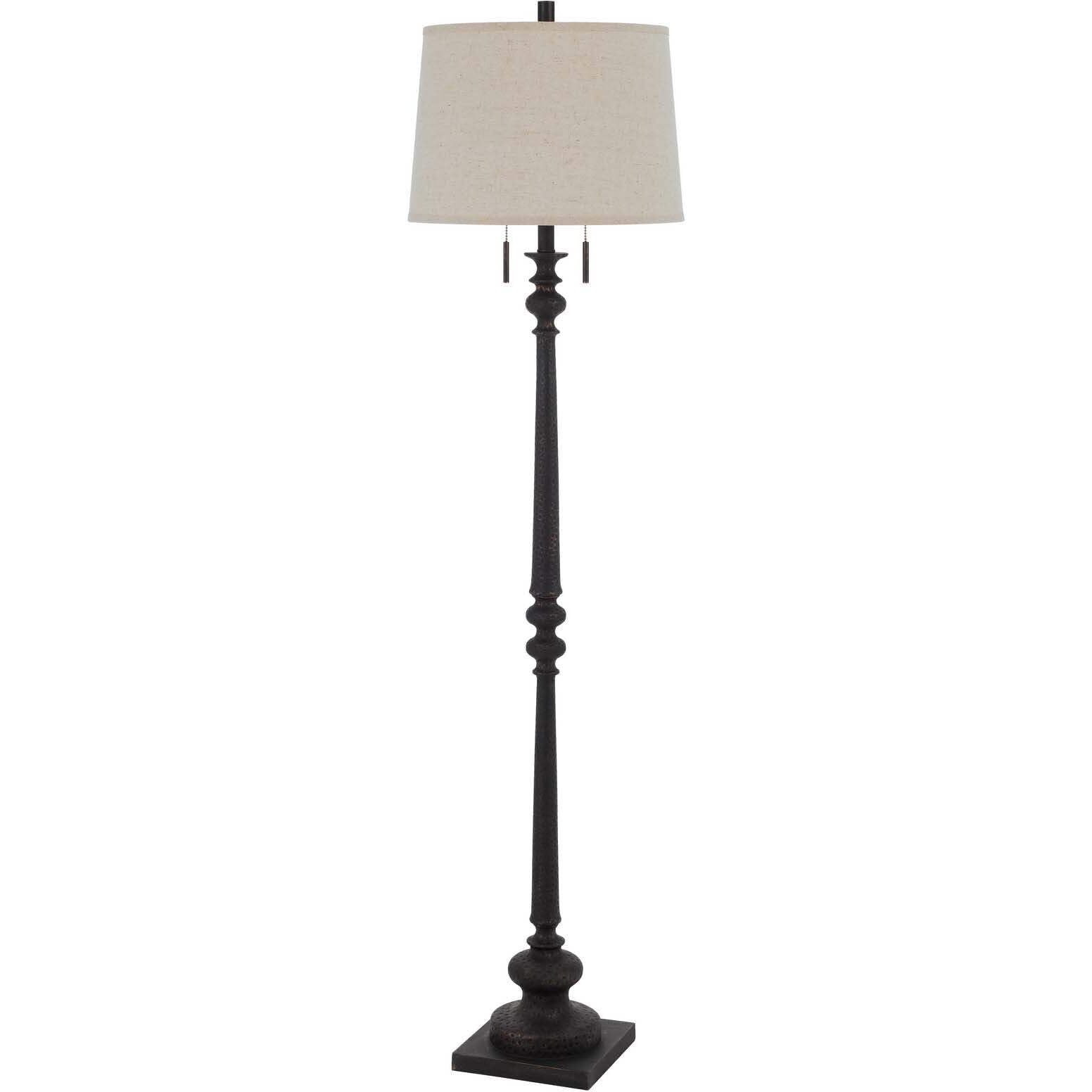 HomeRoots 526294 63 in. Rusted Two Light Traditional Shaped Floor Lamp with Beige Square Shade