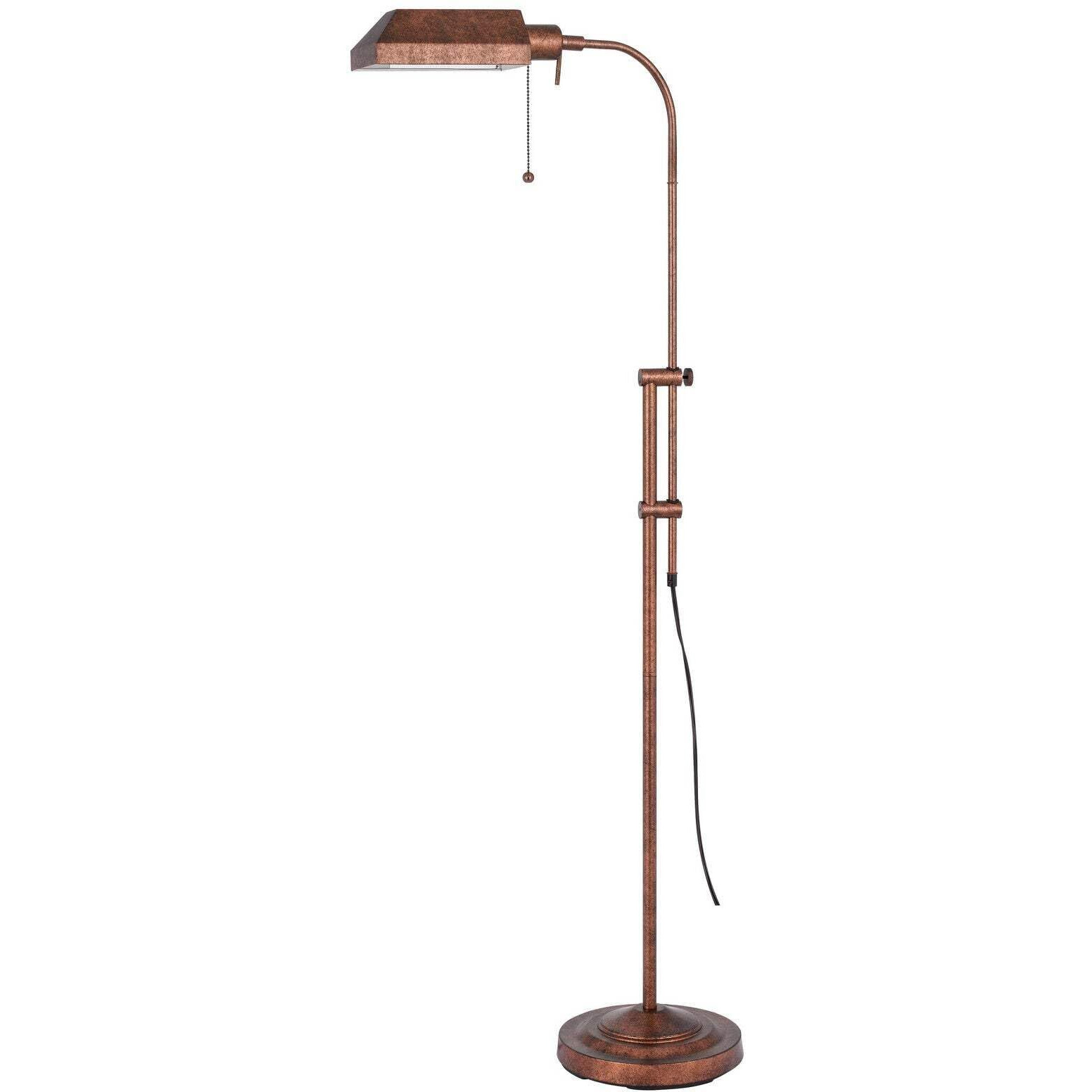 HomeRoots 526225 57 in. Rusted Adjustable Traditional Shaped Floor Lamp with Rust Square Shade