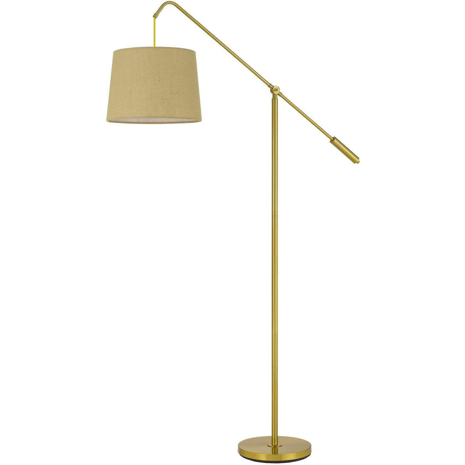 HomeRoots 526298 68 in. Adjustable Traditional Shaped Floor Lamp with Antiqued Brass Drum Shade Brass