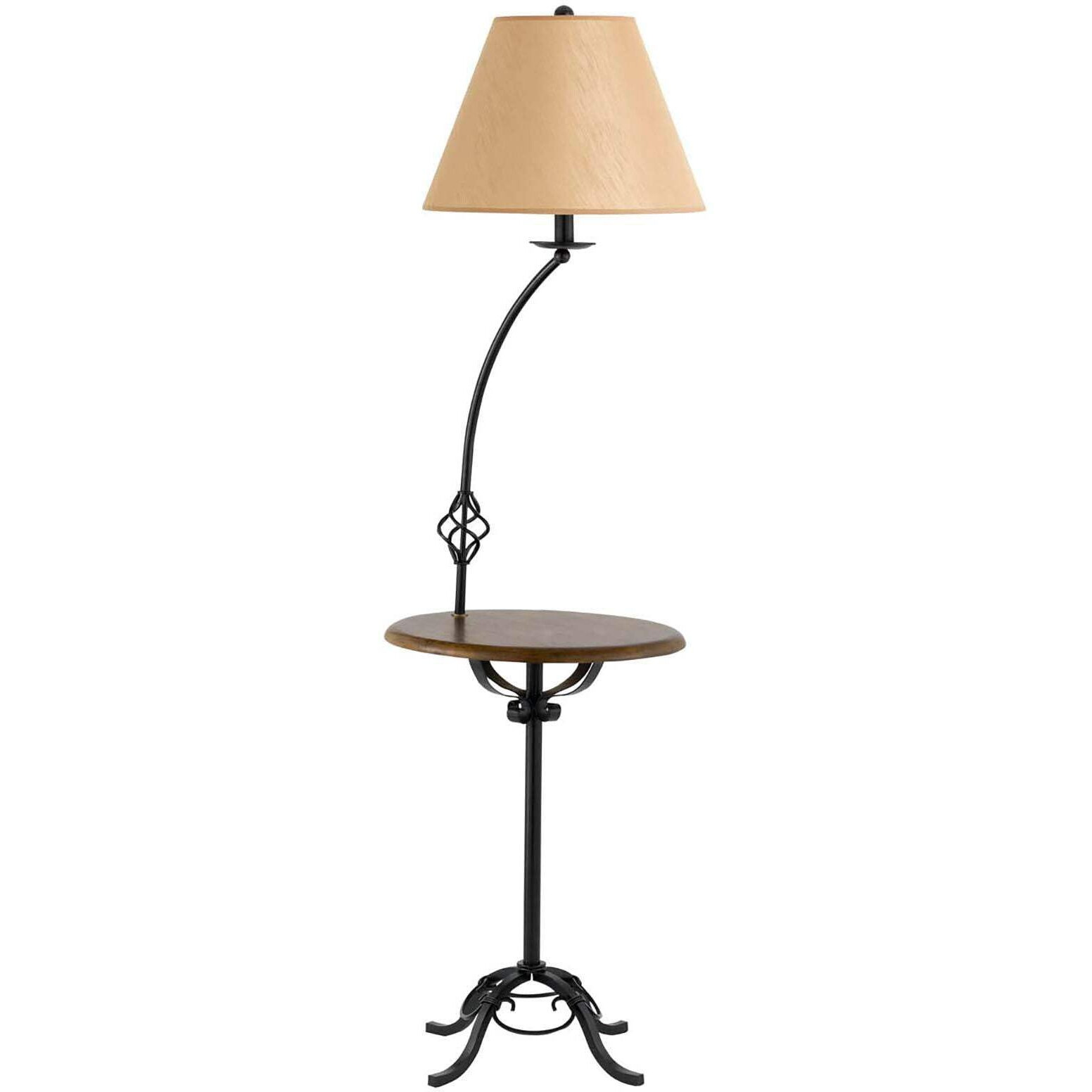 HomeRoots 526238 62 in. Black Tray Table Floor Lamp with Brown Empire Shade