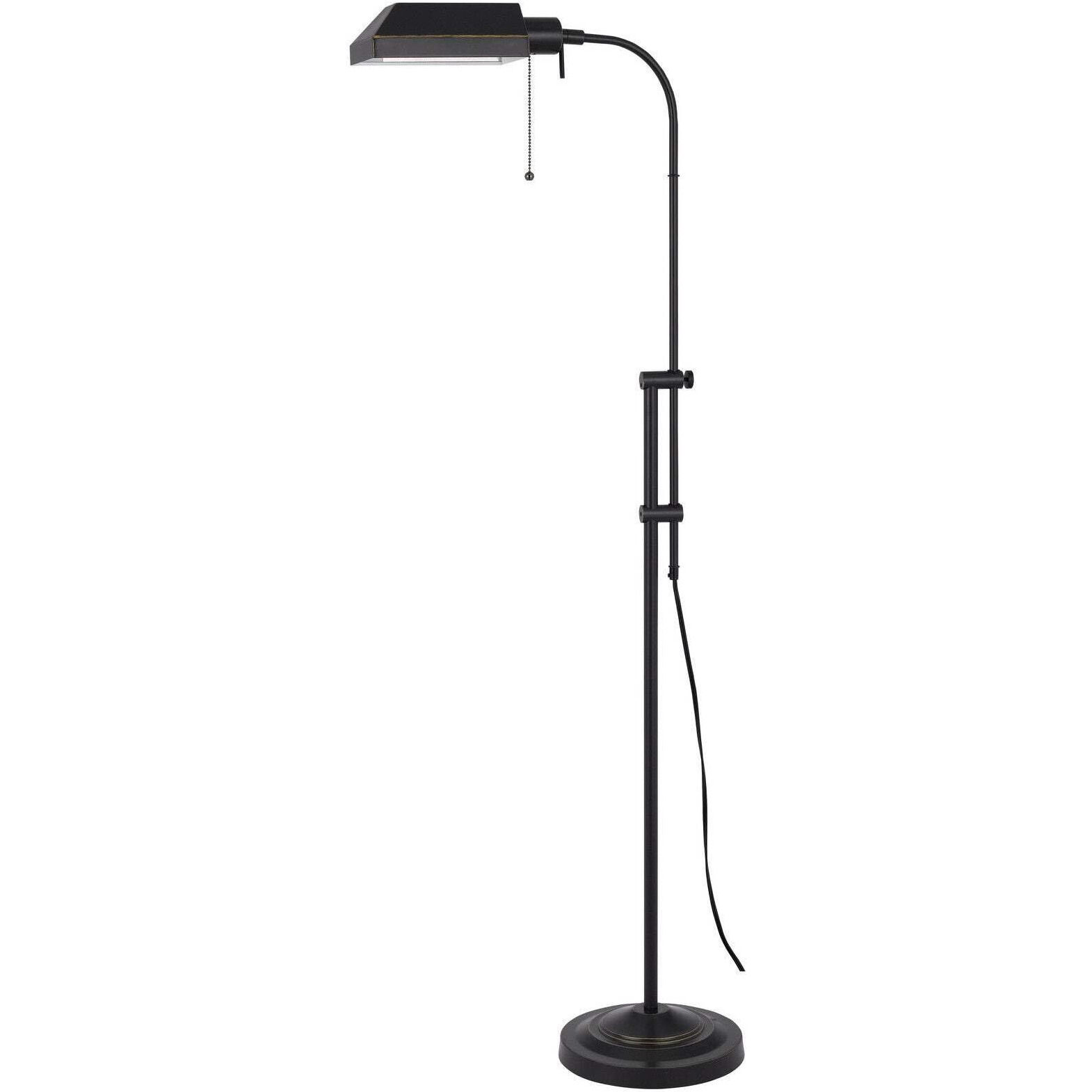 HomeRoots 526224 57 in. Adjustable Traditional Shaped Floor Lamp ith Bronze Square Shade Bronze