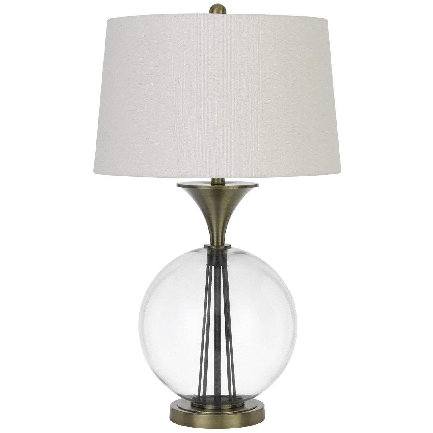 HomeRoots 524715 31 in. Metal Table Lamp with White Empire Shade Clear