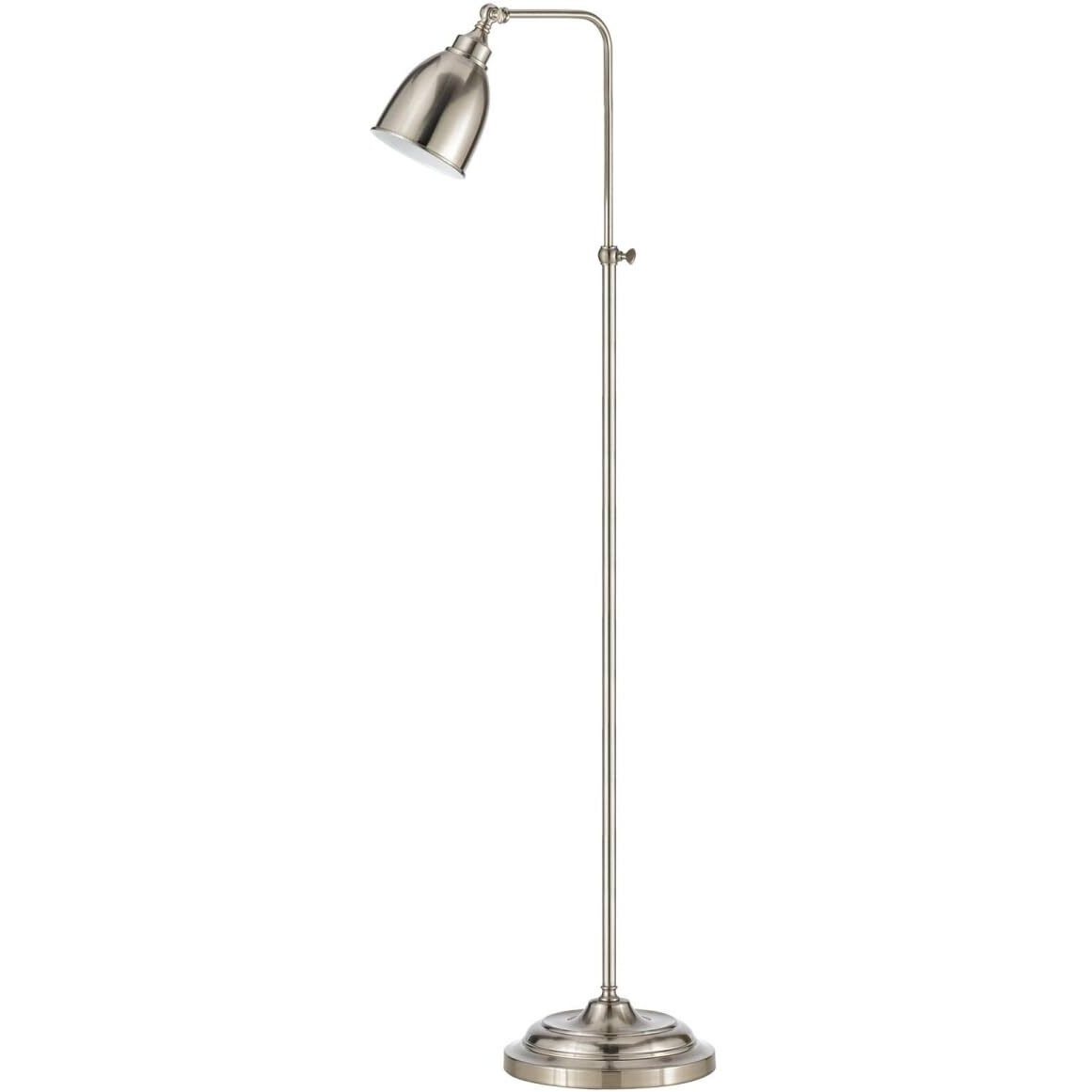 HomeRoots 526227 62 in. Nickel Adjustable Traditional Shaped Floor Lamp with Nickel Dome Shade