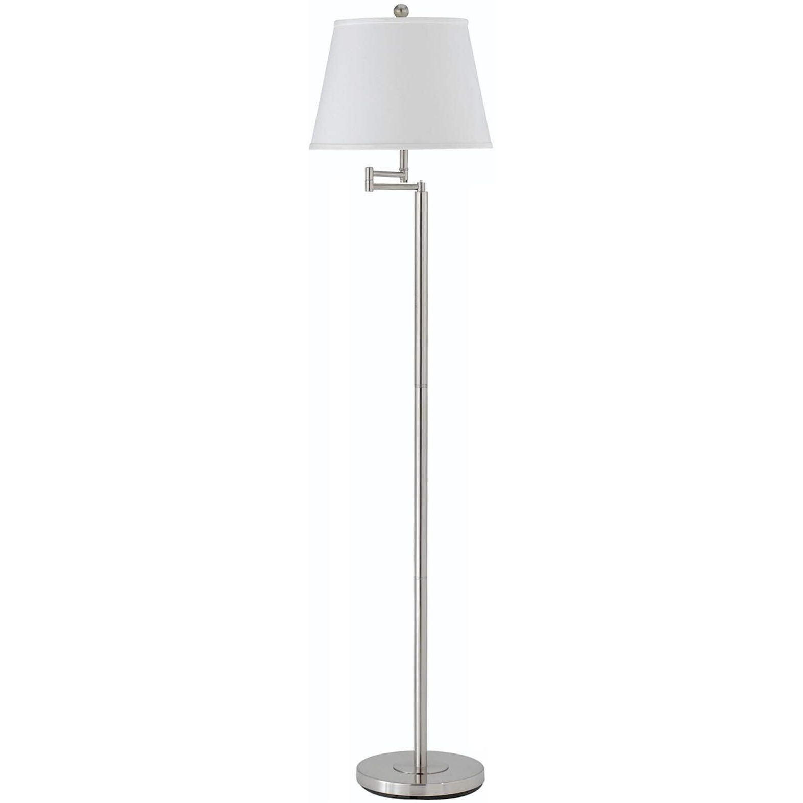 HomeRoots 526236 60 in. Swing Arm Floor Lamp with White Square Shade Nickel