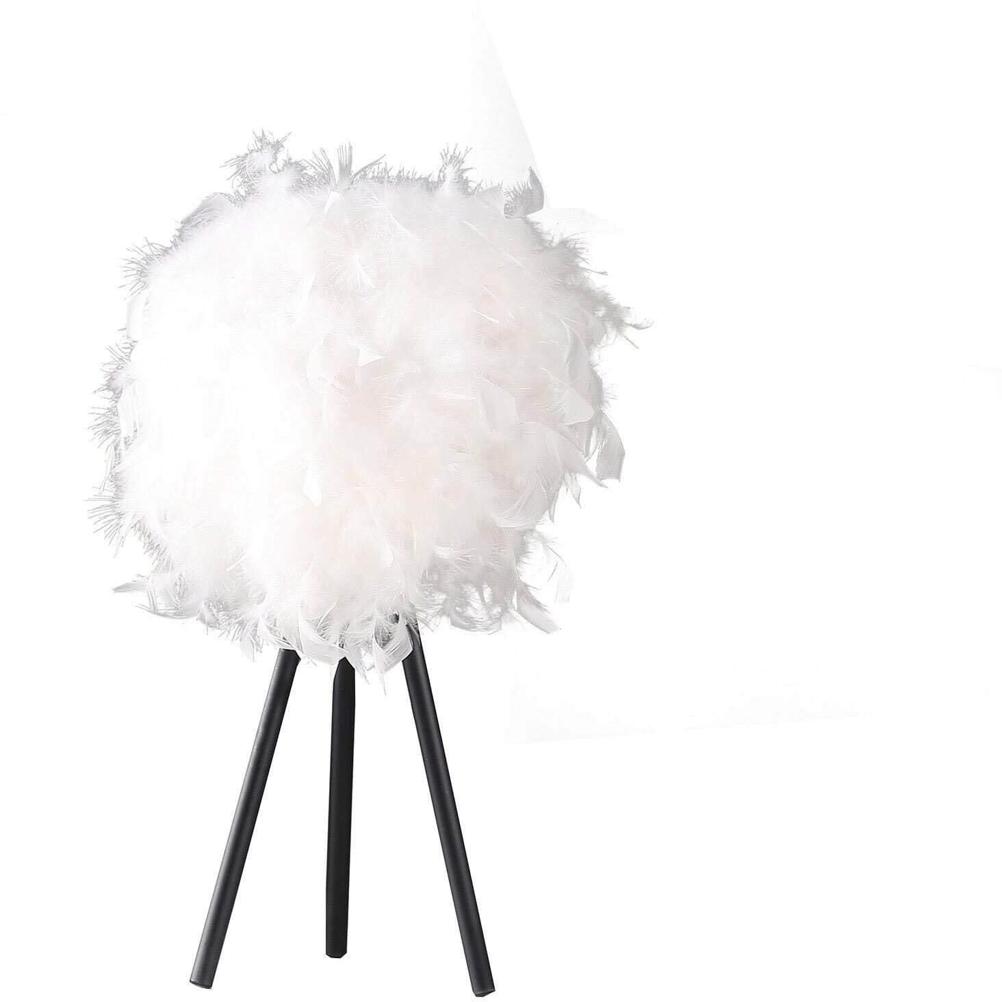 HomeRoots 524258 20.5 x 13 x 13 in. Black & White Faux Feather Tripod Table Lamp