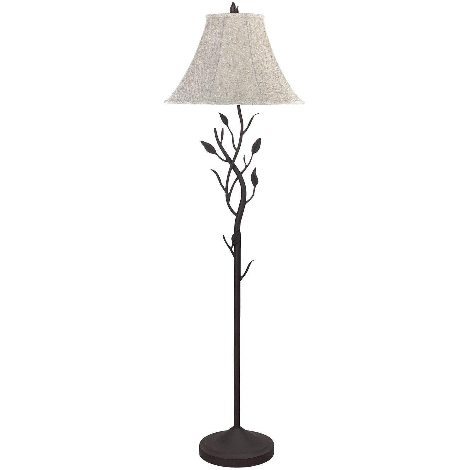 HomeRoots 526339 62 in. Grey Traditional Shaped Floor Lamp with Brown Bell Shade