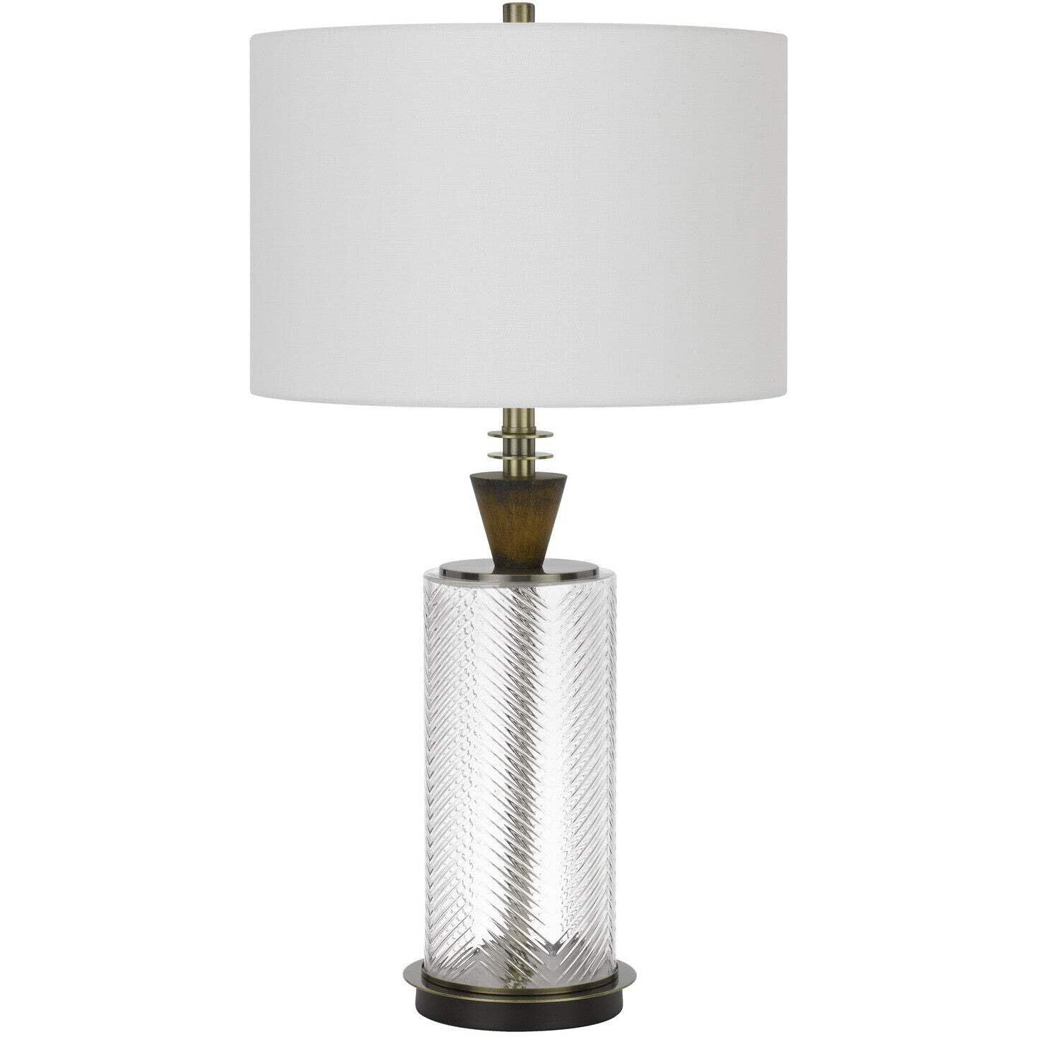 HomeRoots 524712 30 in. Metal Table Lamp with Empire Shade Clear & White