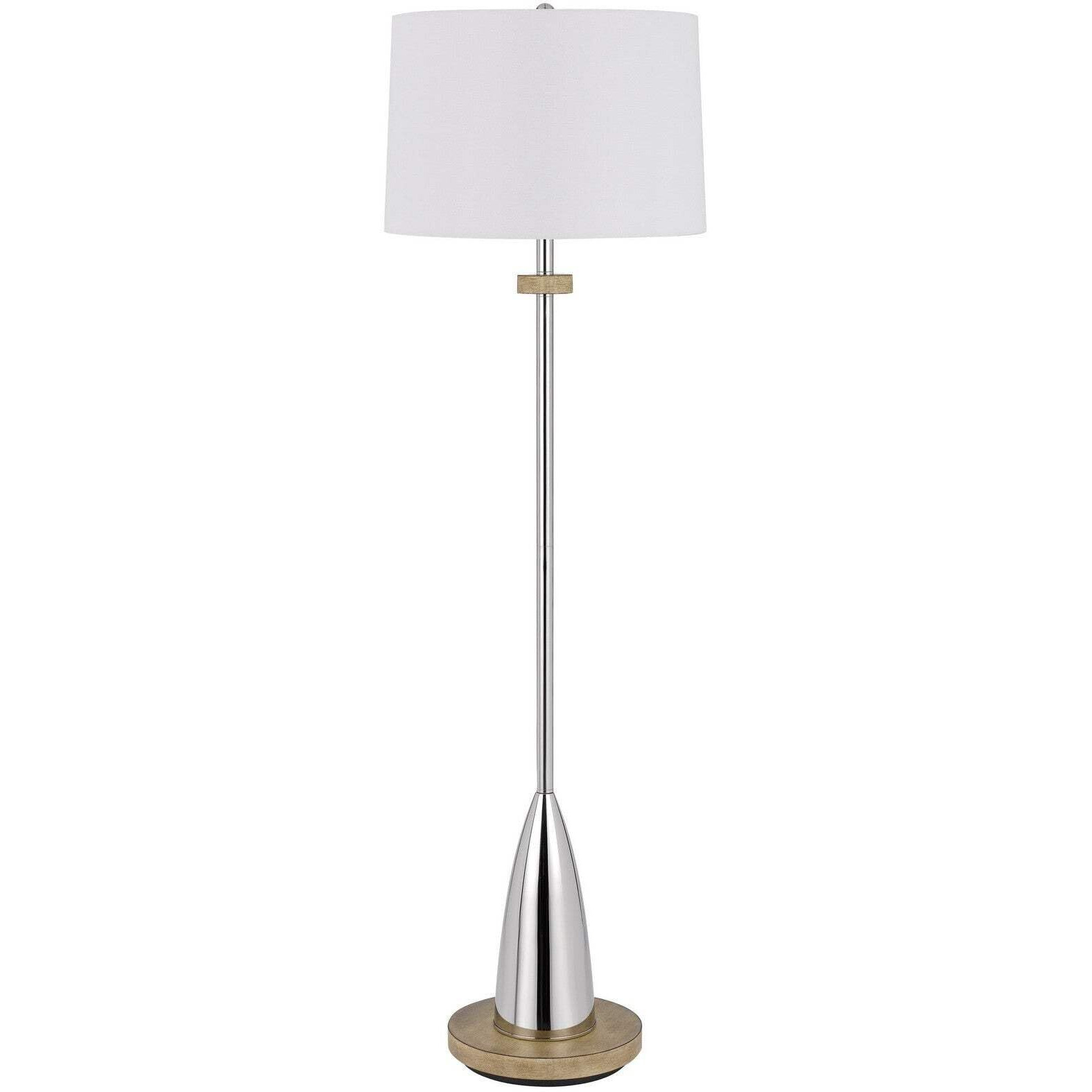 HomeRoots 526307 61 in. Chrome Traditional Shaped Floor Lamp with White Square Shade