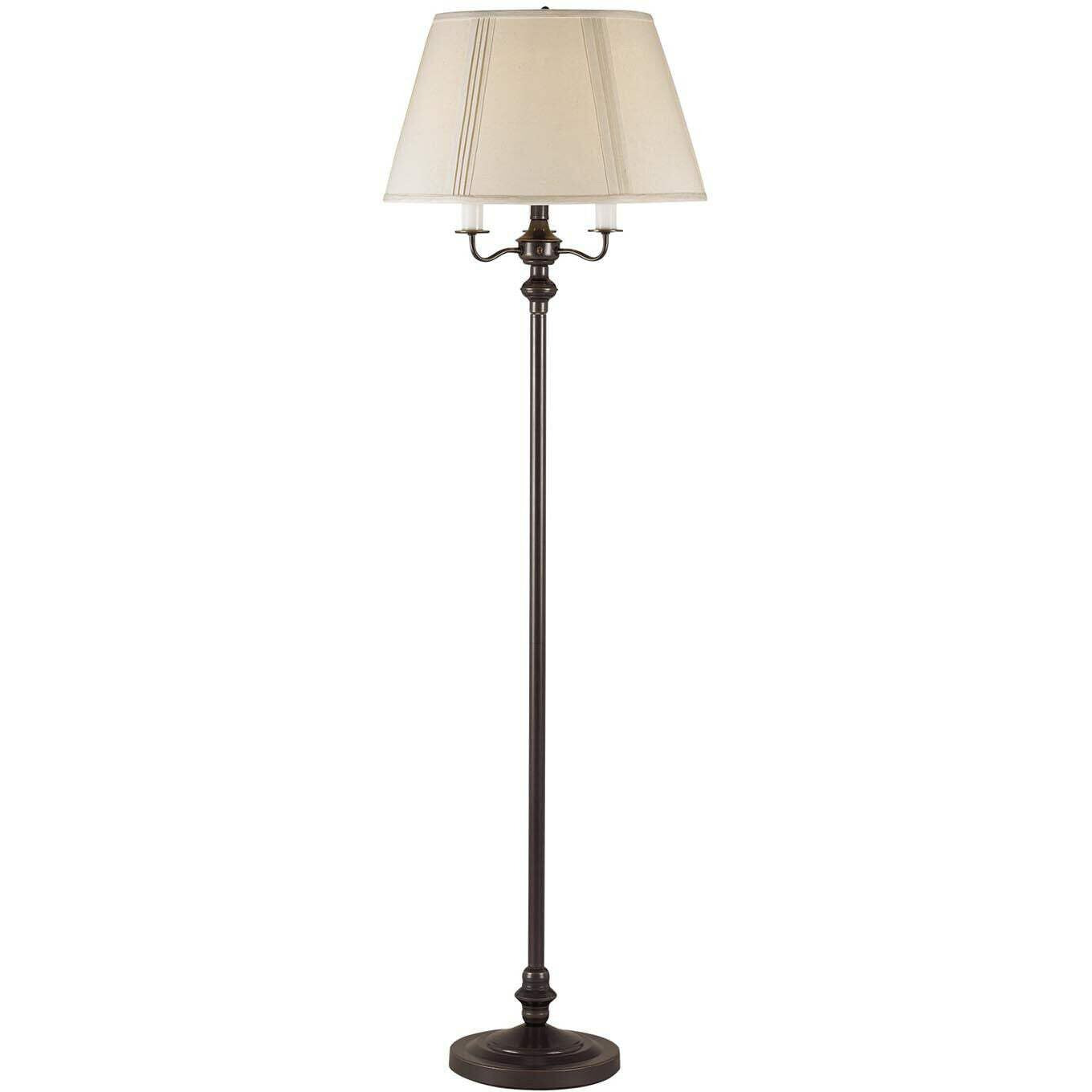 HomeRoots 526334 60 in. Four Light Traditional Shaped Floor Lamp with Beige Square Shade Bronze