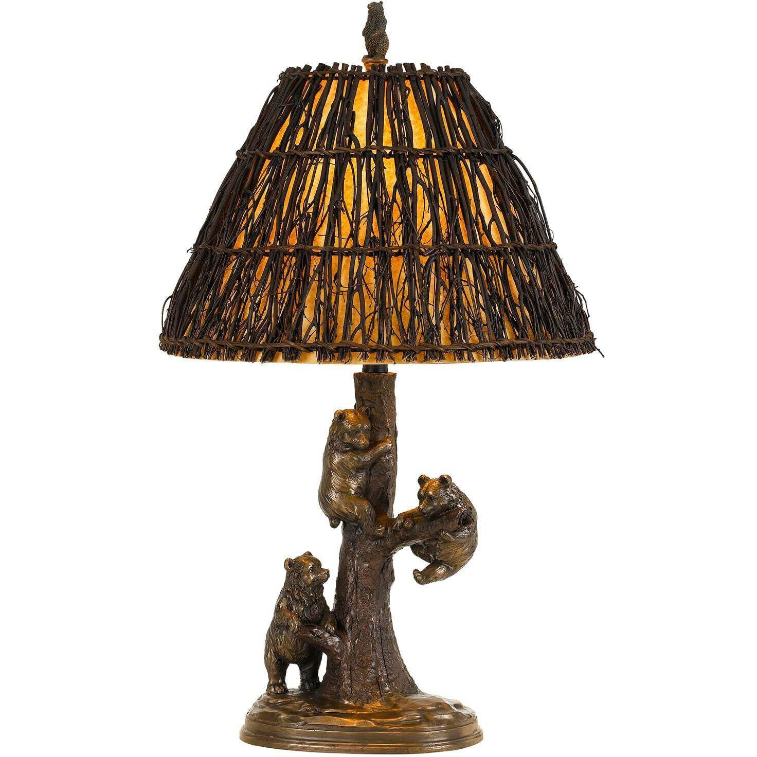 HomeRoots 524659 29.5 x 17 x 17 in. Bronze Table Lamp with Brown Empire Shade