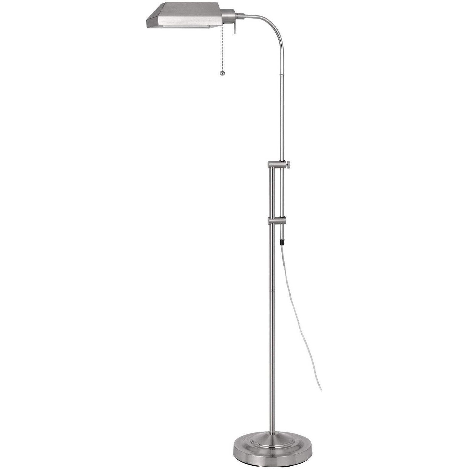 HomeRoots 526223 57 in. Adjustable Traditional Shaped Floor Lamp with Nickel Square Shade Nickel