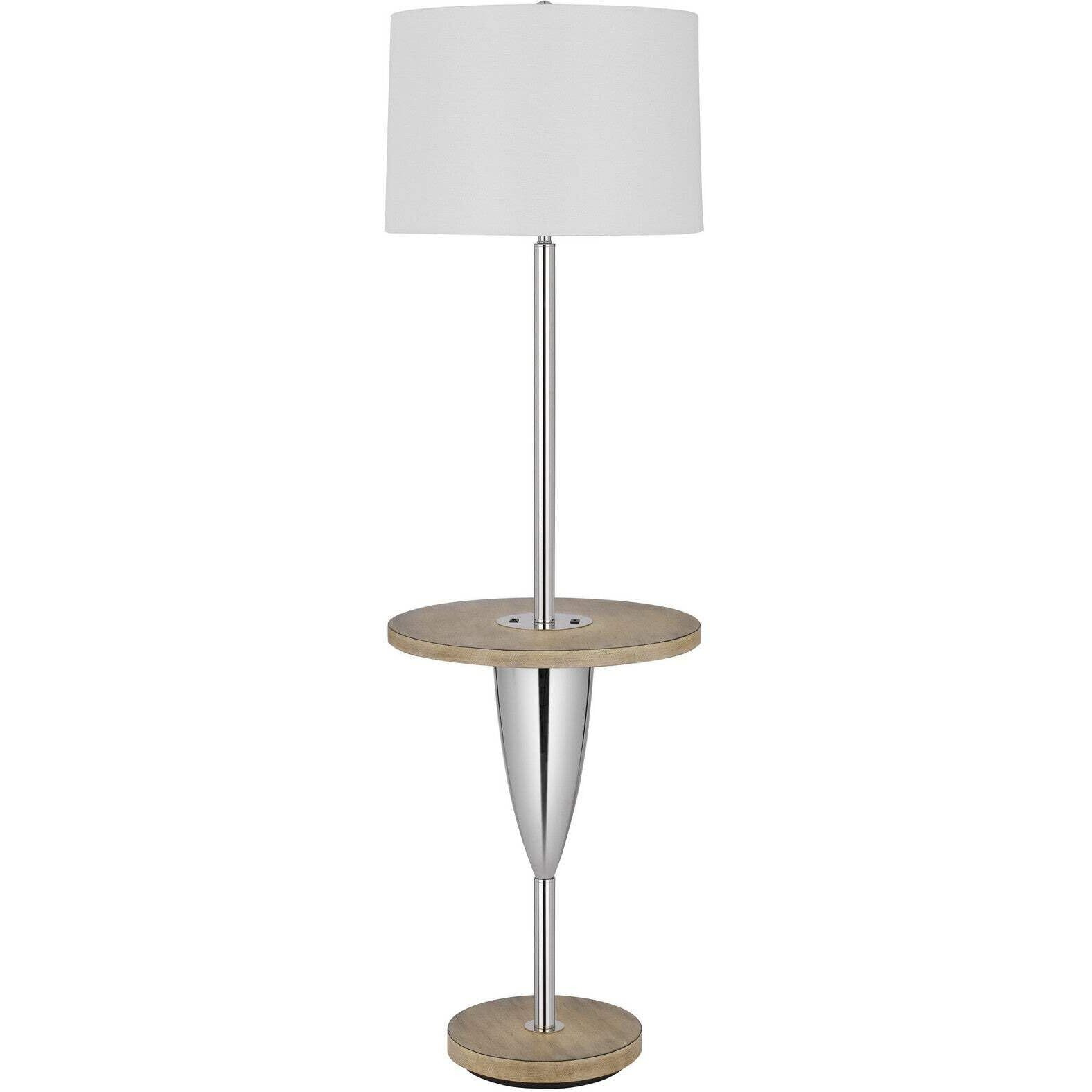 HomeRoots 526308 61 in. Tray Table Floor Lamp with White Square Shade Chrome