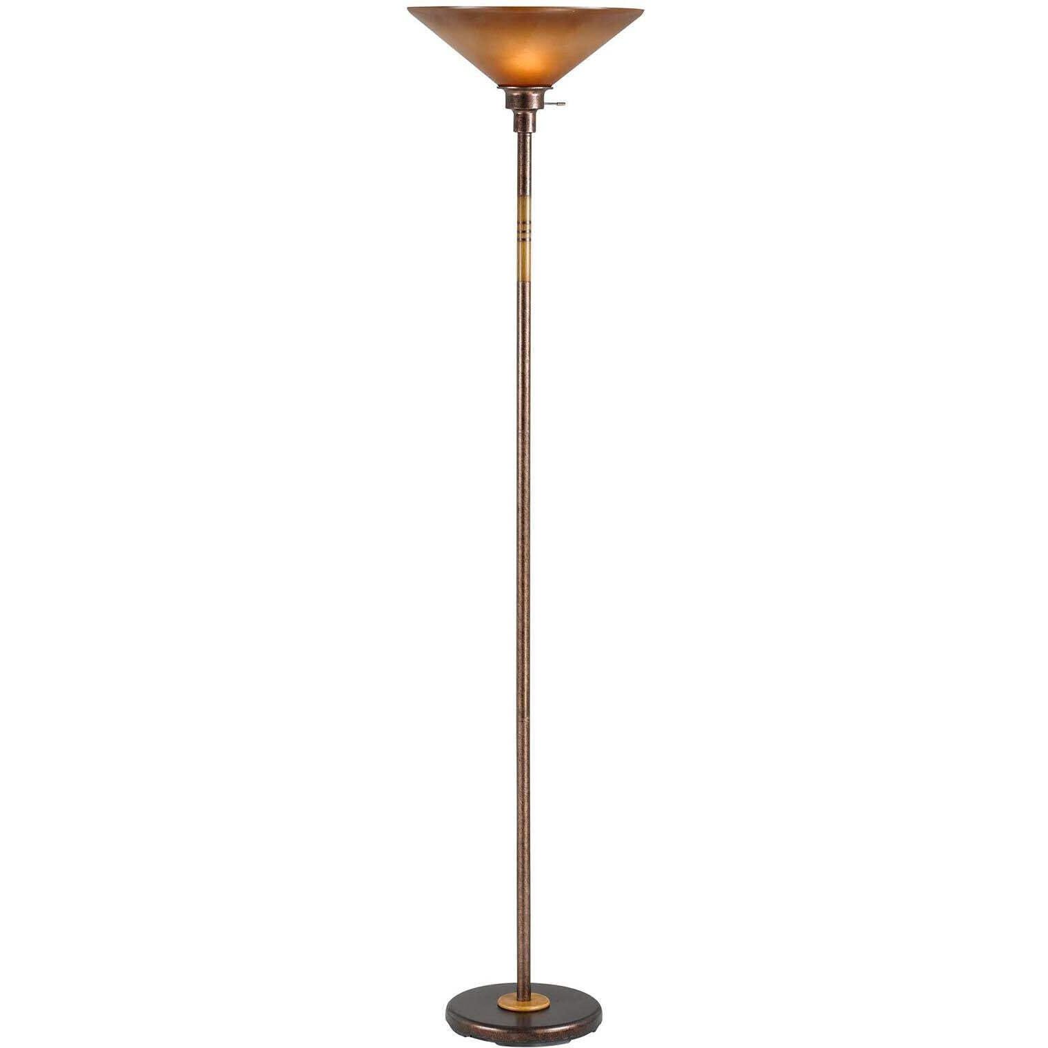 HomeRoots 526250 70 in. Rusted Torchiere Floor Lamp ith Frosted Glass Dome Shade