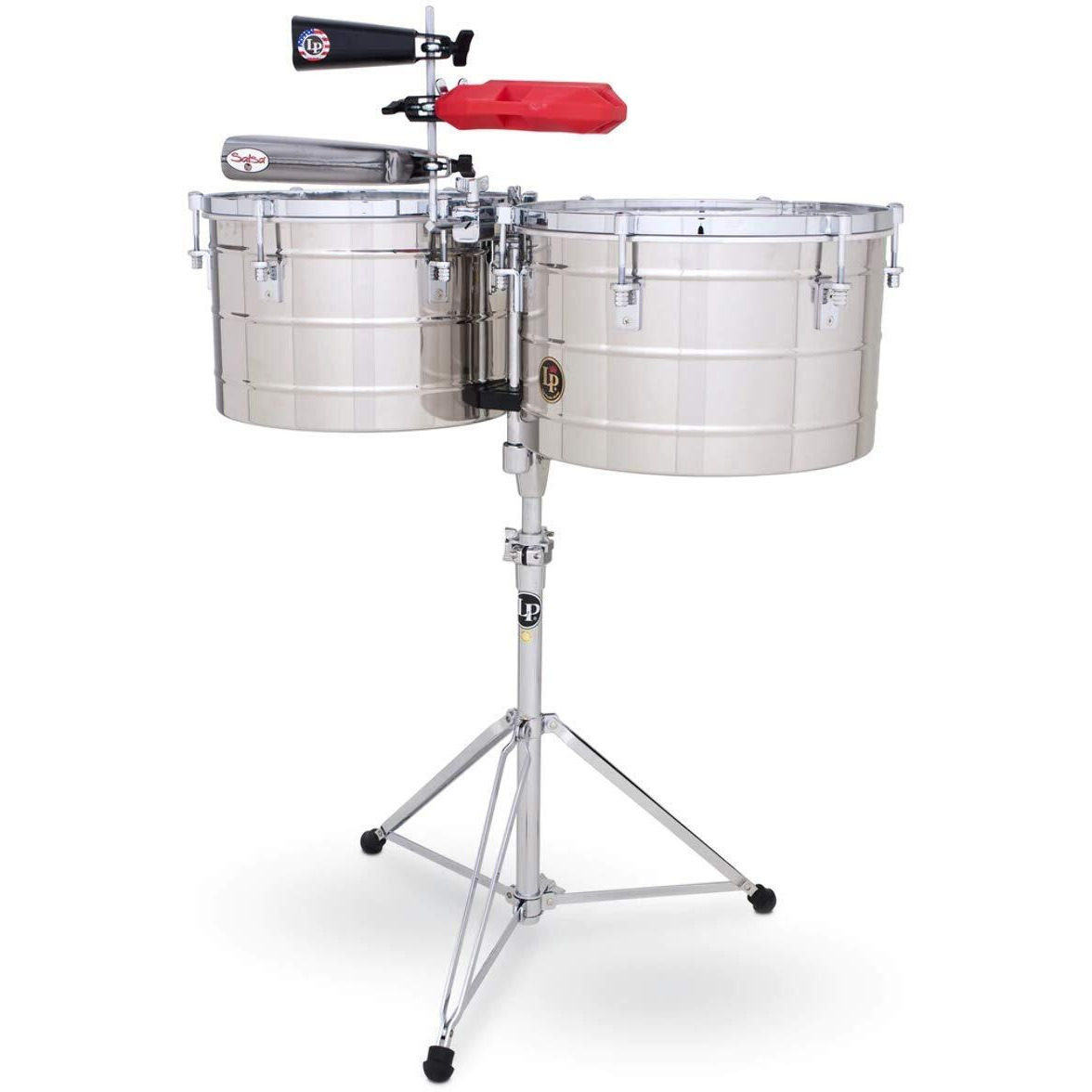 Latin Percussion LP258SLP Tito Puente Thunder Timbales, Steel with Stand