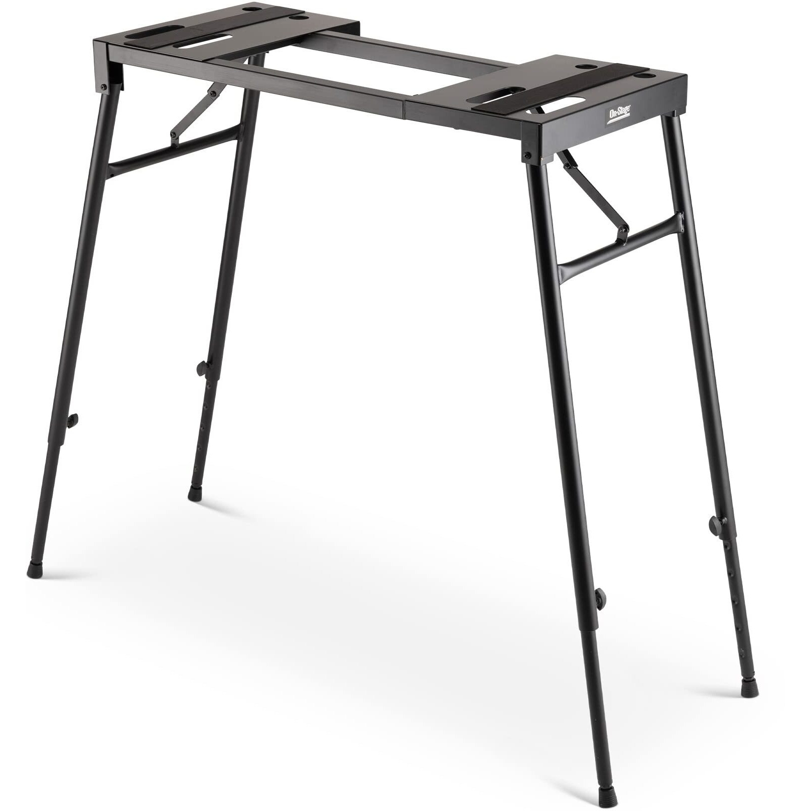 On-Stage KS7150 Platform-Style Keyboard Stand (Setup for Keyboards, Synths, Organs, and Electric Pianos, 230 lb Capacity, Adjustable Height and Width, Folding, Portable, Rubber Feet, Metal, Black)