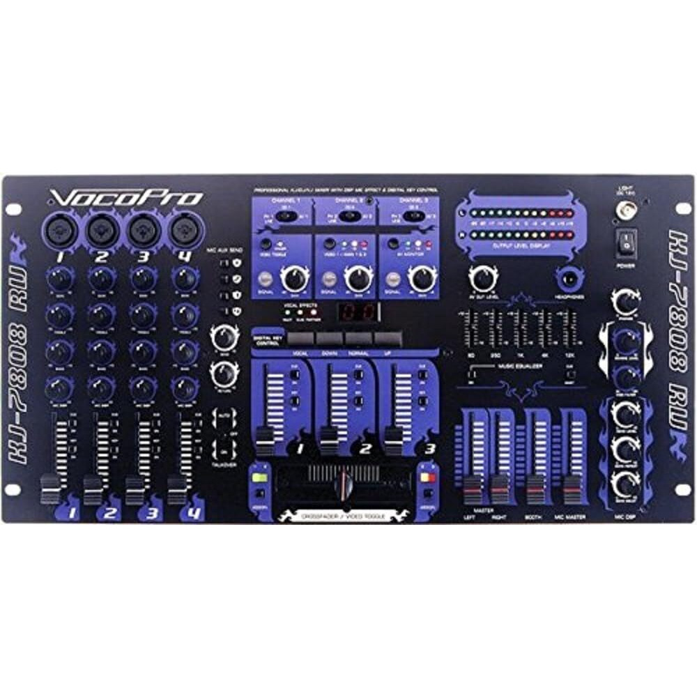 VocoPro KJ-7808RV Professional KJ/DJ/VJ Mixer ith DSP Mic Effect and Digital Key Control