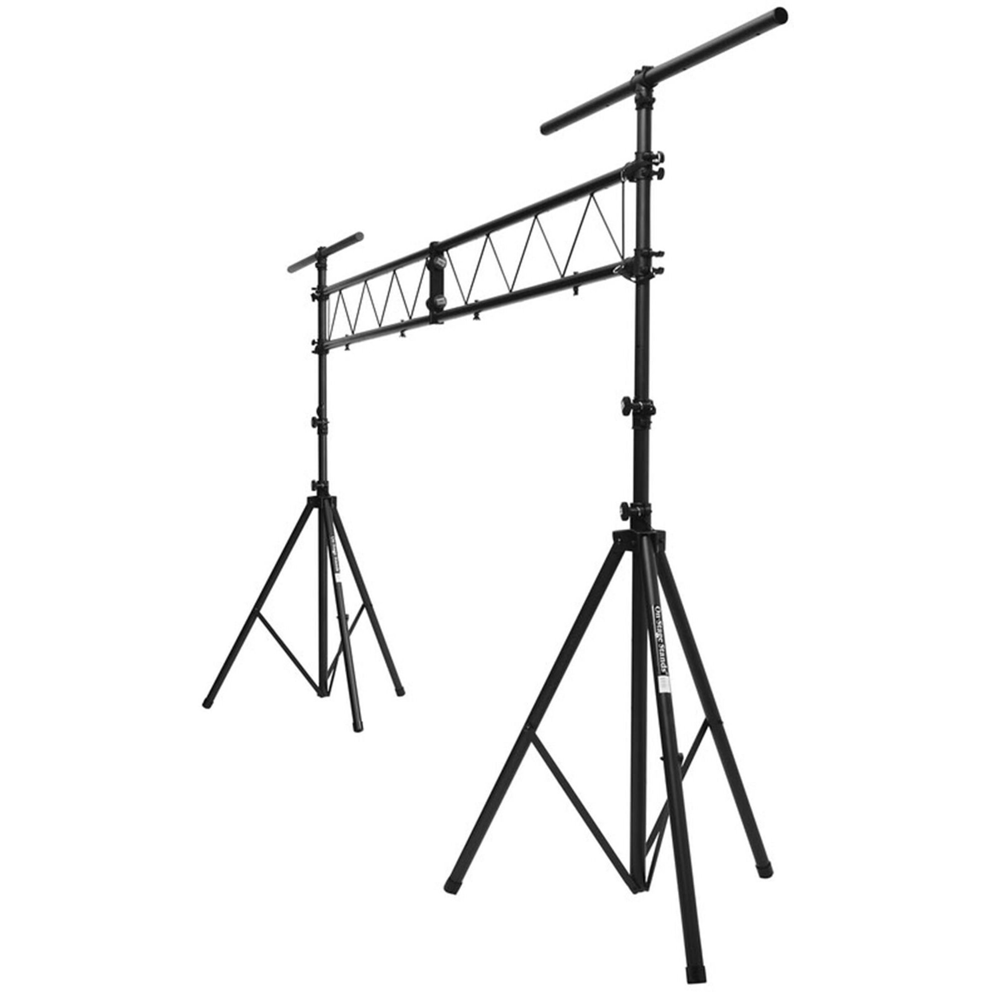 On-Stage LS7730 Lighting Stand with Truss (Folding, Portable PAR Can and LED Light Rig for Theaters, Auditoriums, Concert Halls, Clubs, and Venues, Adjustable Height, Rubber Feet, Metal, Black)