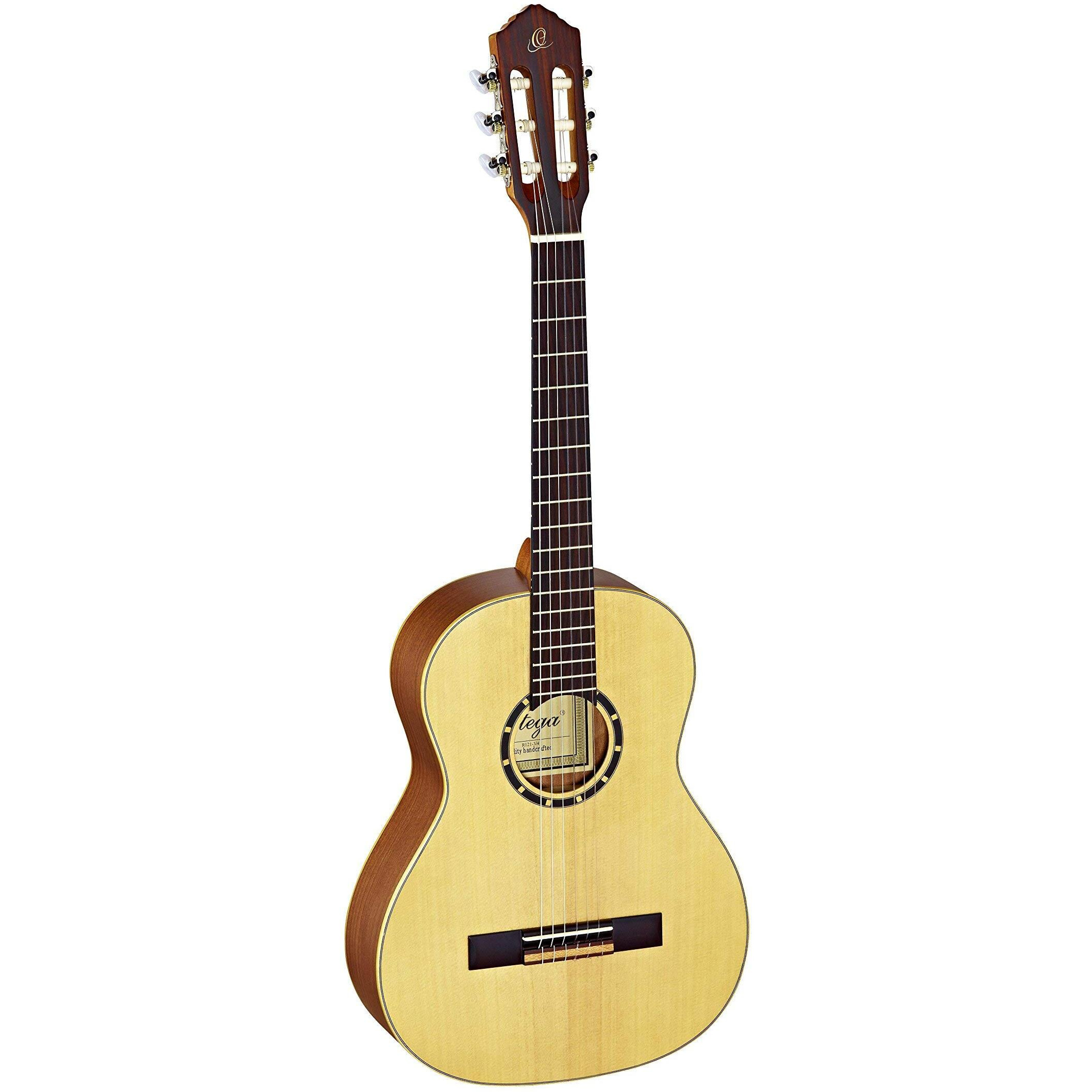 Ortega Guitars 6 String Family Series 3/4 Size Nylon Classical Guitar w/Bag, Right, Spruce Top-Natural-Satin, (R121-3/4)