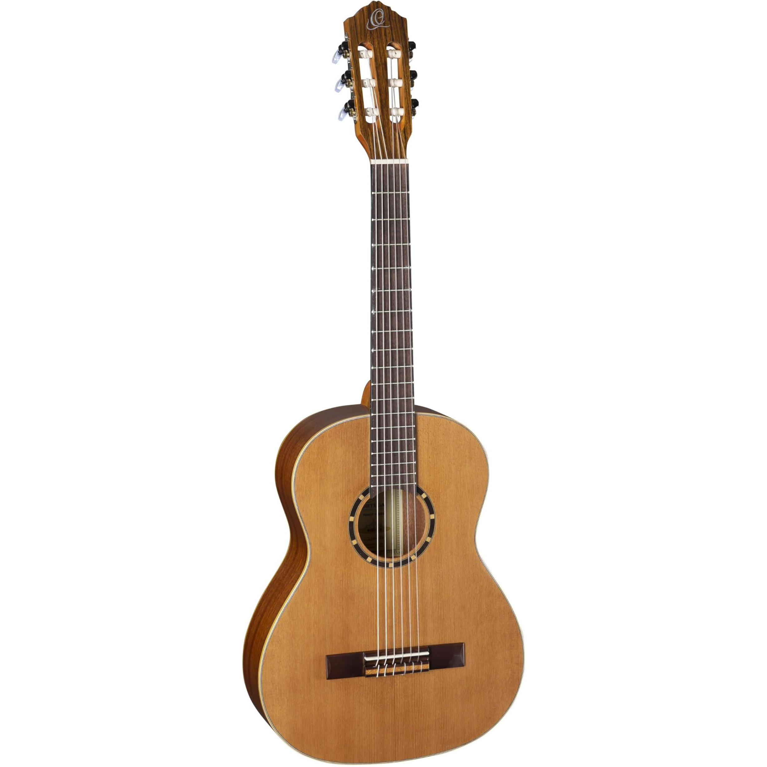 Ortega Guitars 6 String Family Series 3/4 Size Nylon Classical Guitar w/Bag, Right, Cedar Top-Natural-Satin, (R122-3/4)