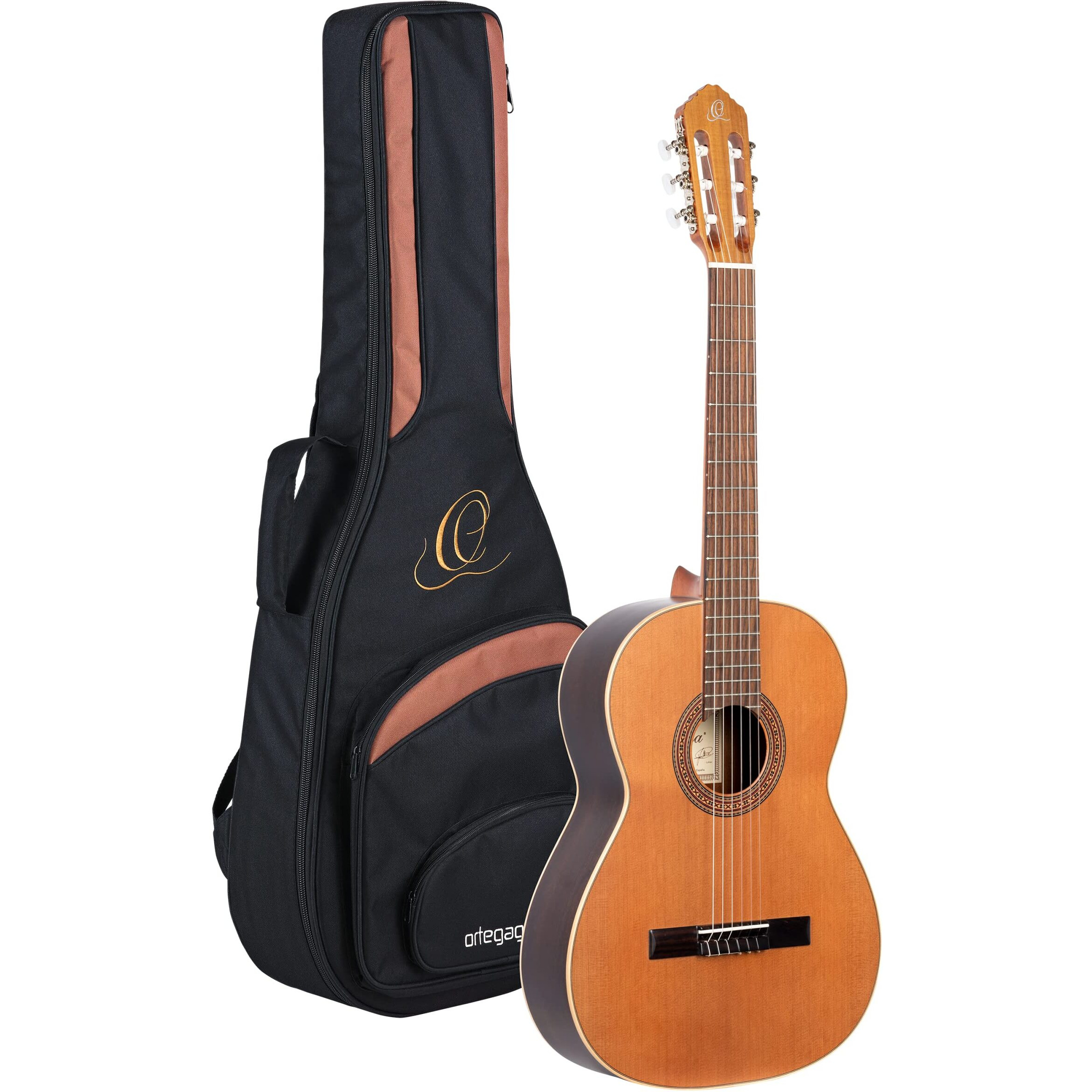 Ortega Guitars 6 String Traditional Series - Made in Spain Solid Top Classical Guitar w/Bag, Right (R190)