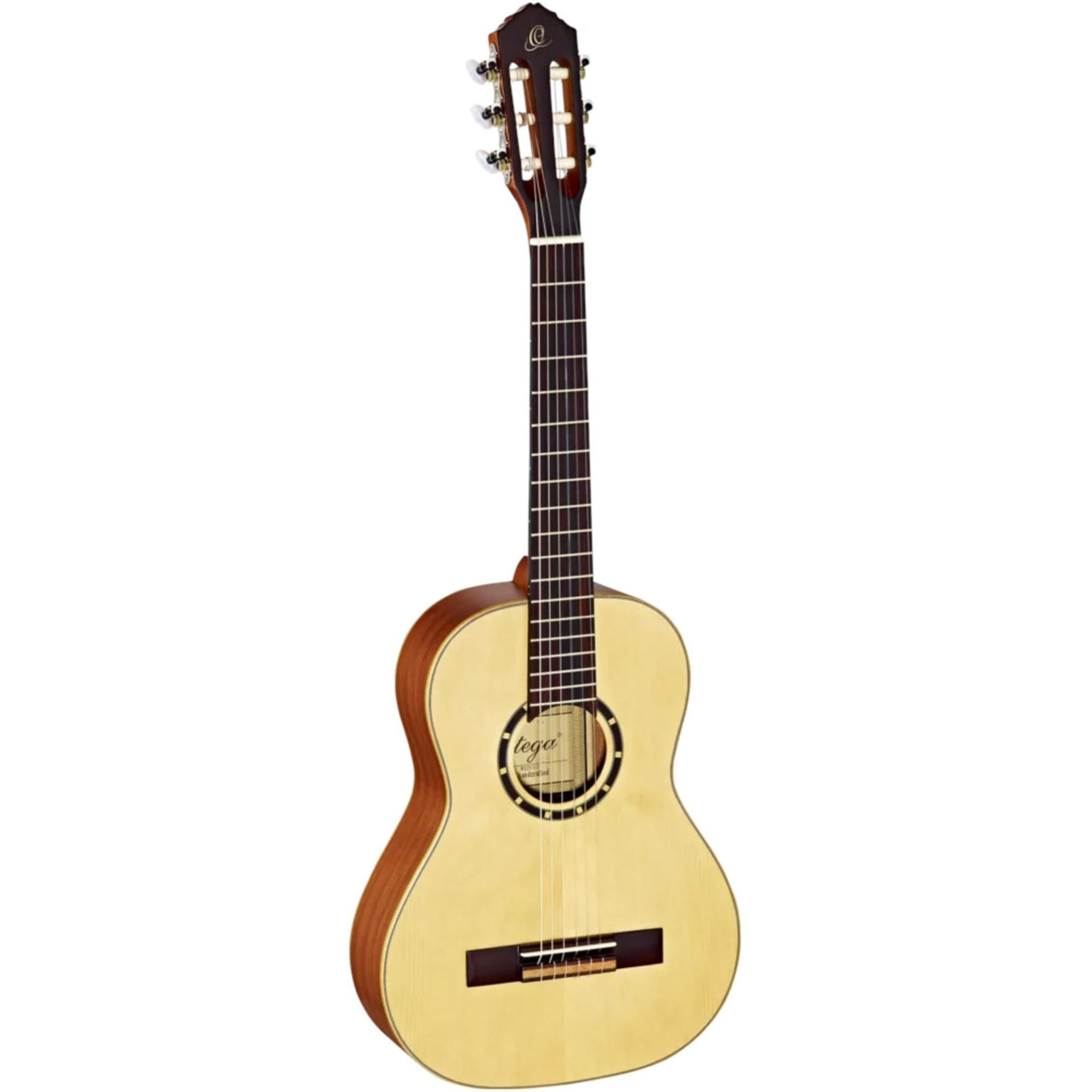 Ortega Guitars 6 String Family Series 1/2 Size Nylon Classical Guitar w/Bag, Right, Spruce Top-Natural-Satin, (R121-1/2)